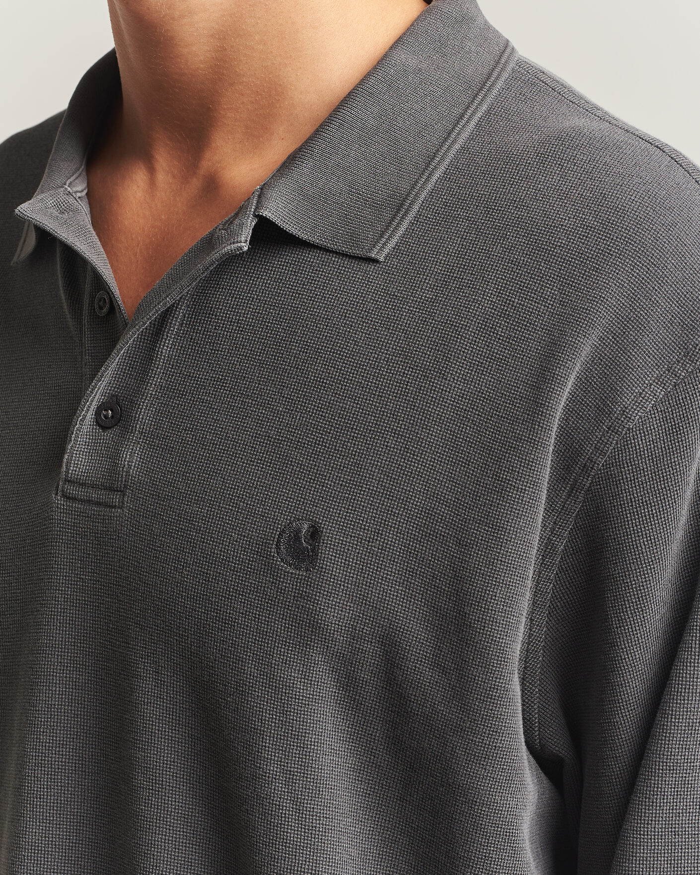 Hombres | Jerséis y prendas de punto | Carhartt WIP | Long Sleeve Waffle Rugby Shirt Black