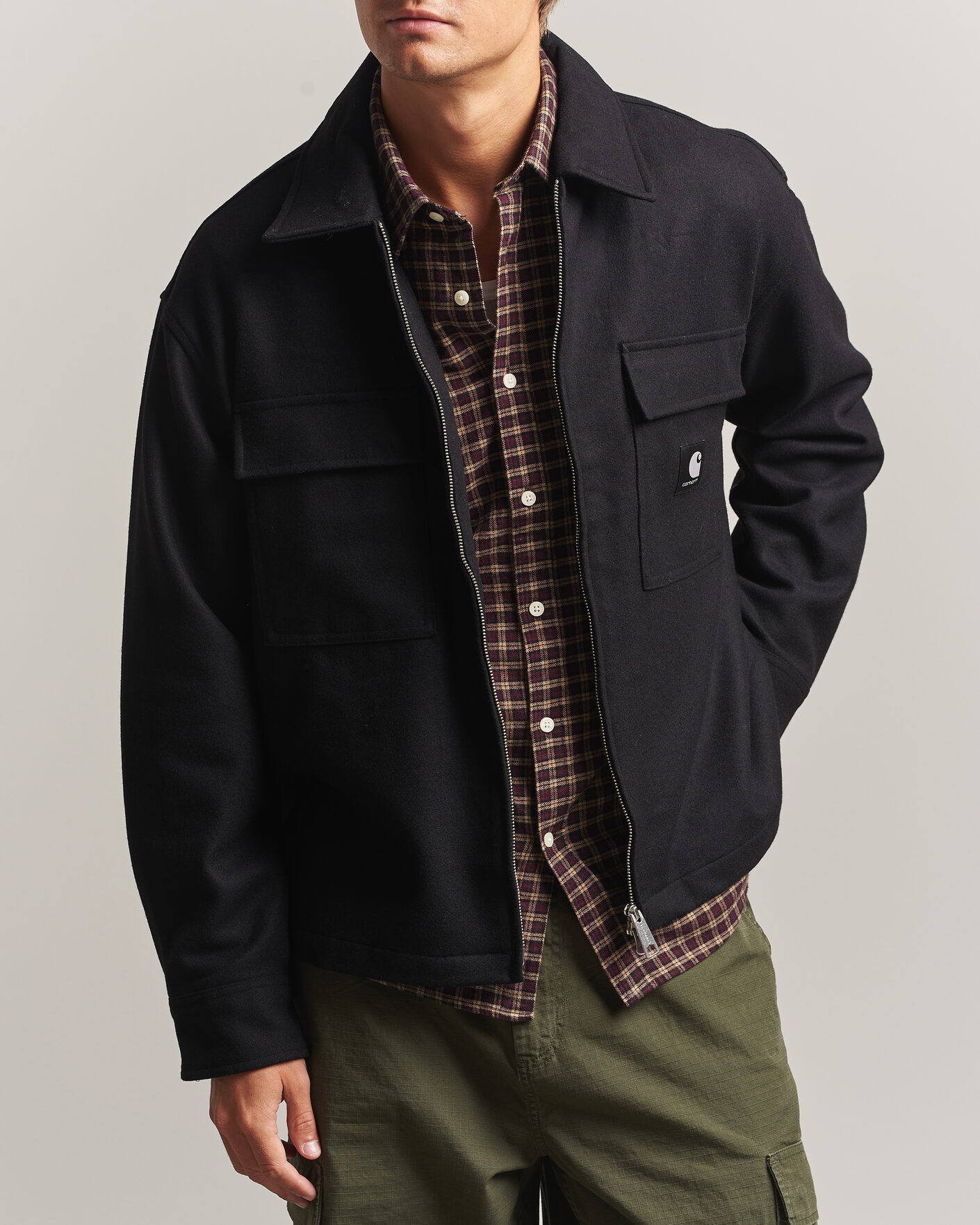 Hombres | Camisas | Carhartt WIP | Atoka Wool Zip Shirt Jacket Black