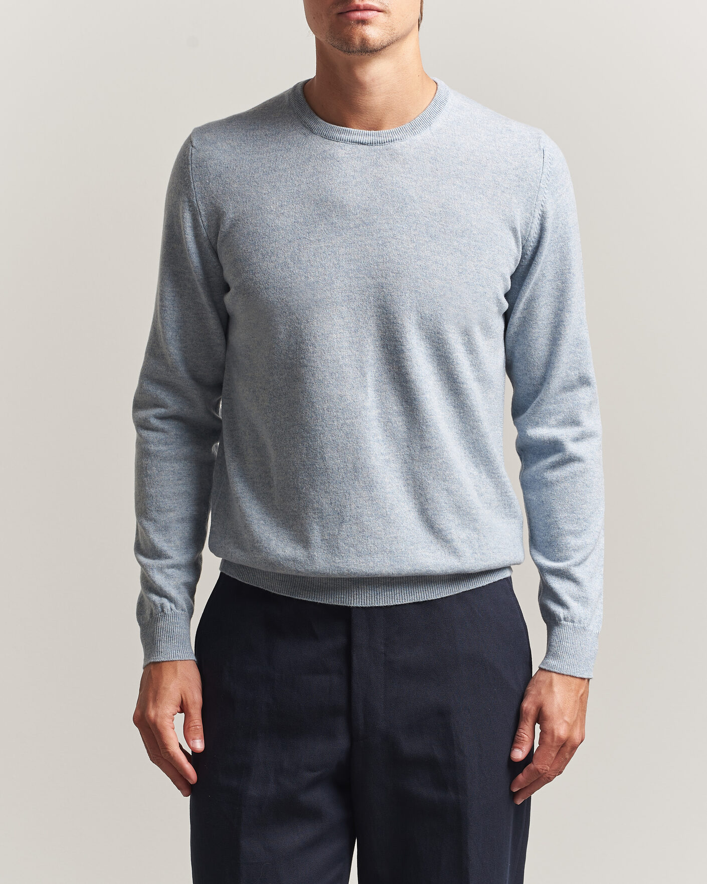 Hombres | Jerséis y prendas de punto | Fedeli | Pure Cashmere Crew Neck Light Blue