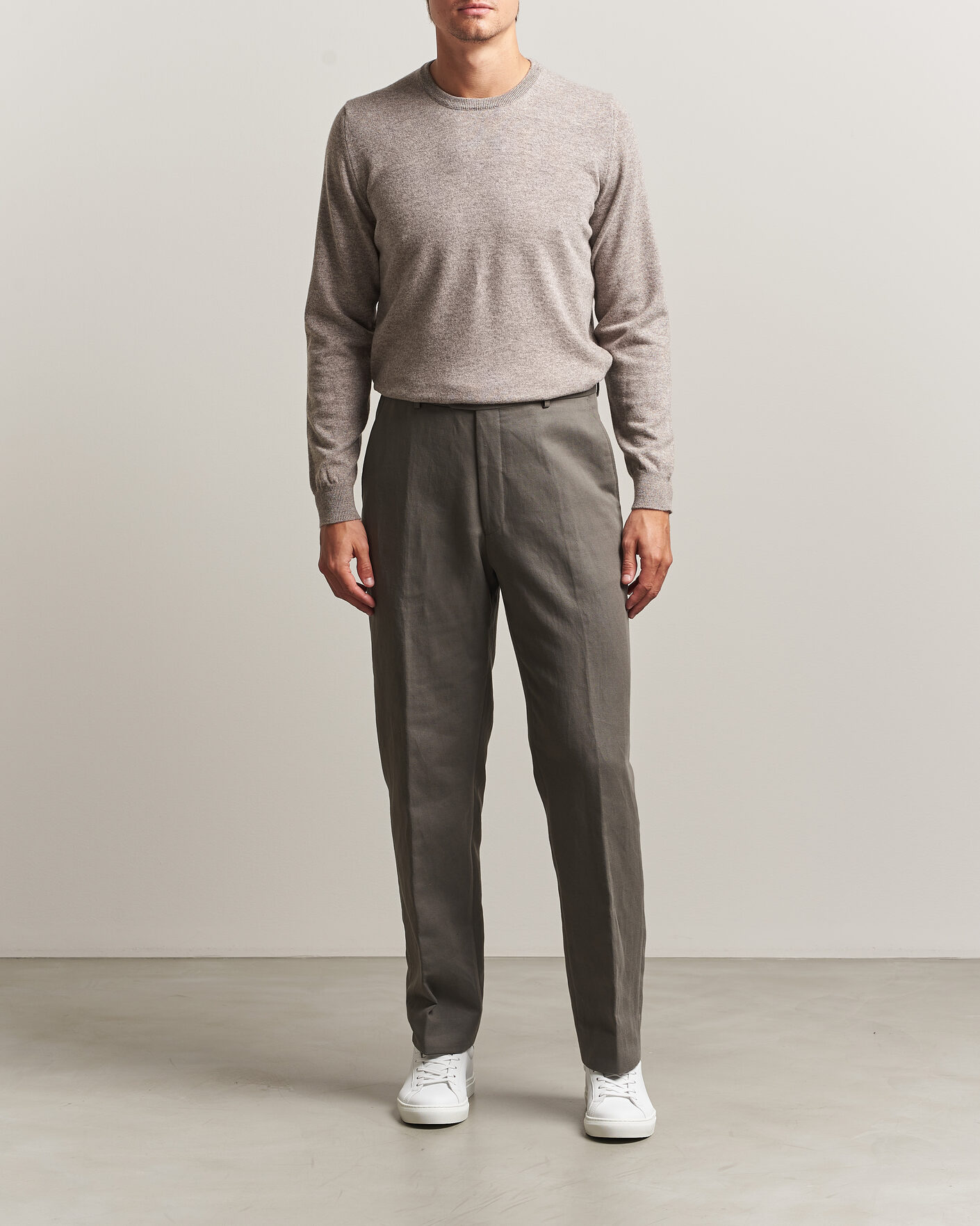 Hombres | Jerséis y prendas de punto | Fedeli | Pure Cashmere Crew Neck Beige Melange