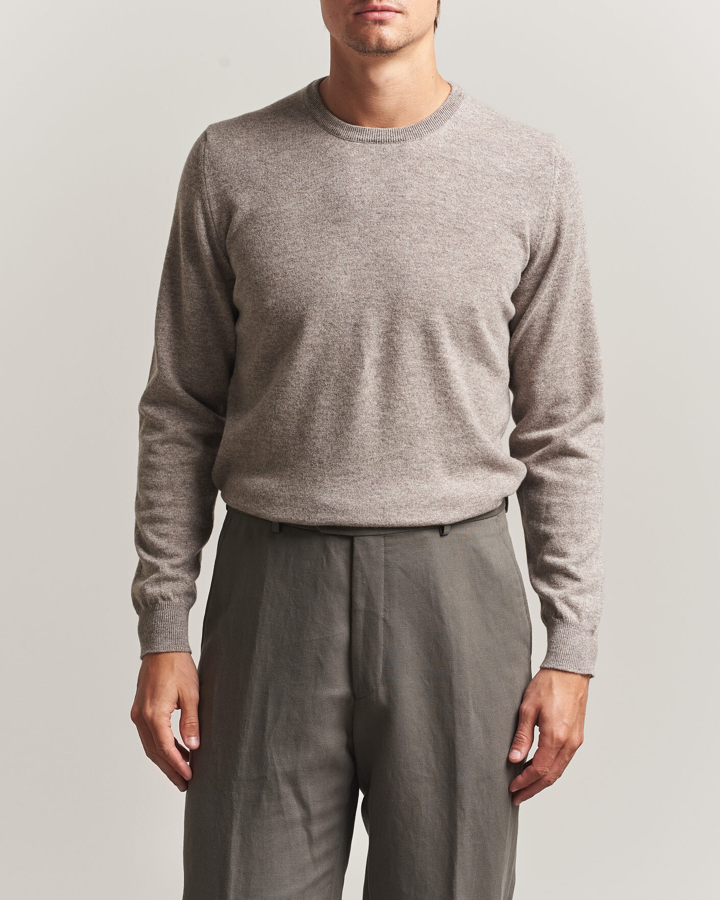 Hombres | Jerséis y prendas de punto | Fedeli | Pure Cashmere Crew Neck Beige Melange