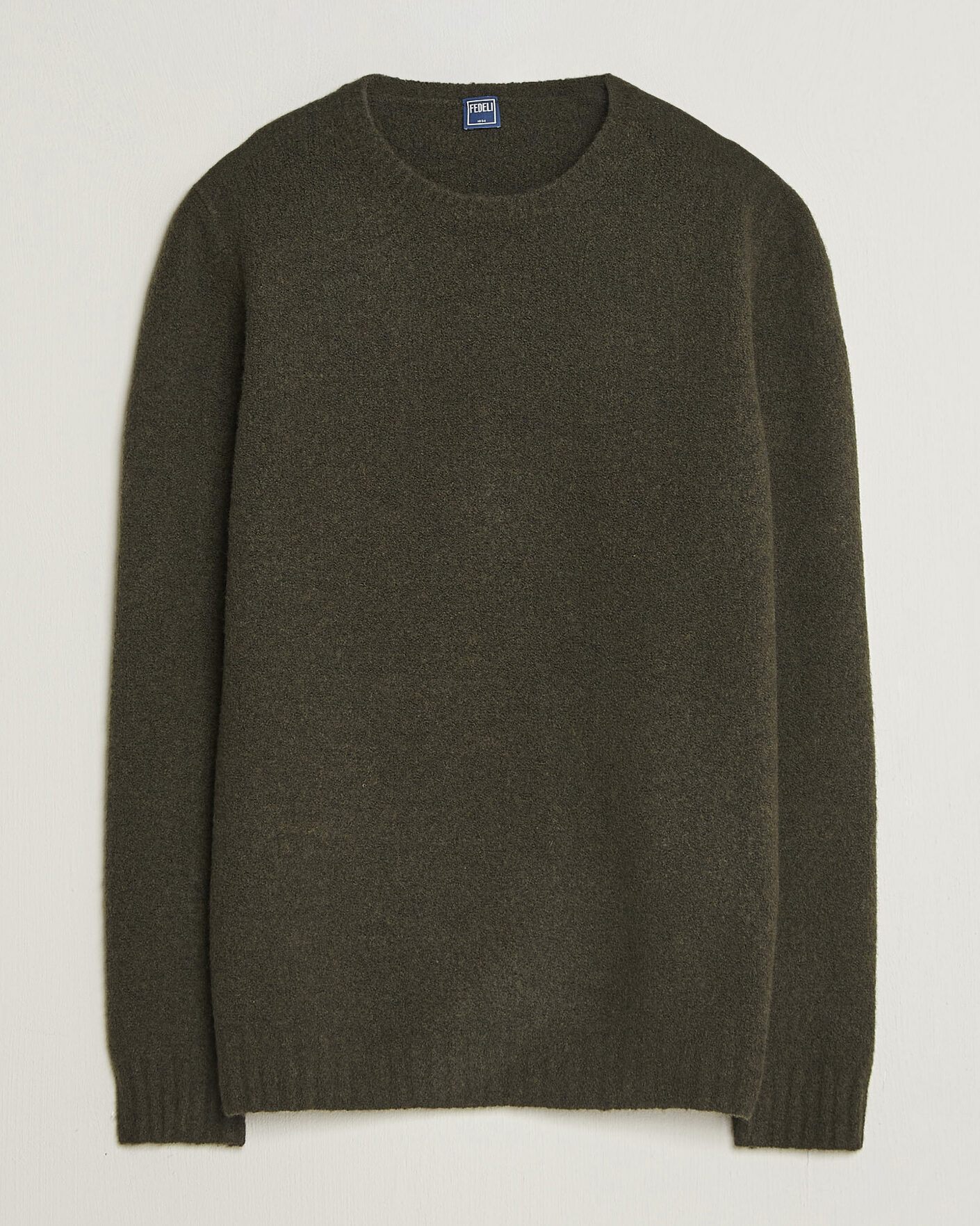 Hombres | Jerséis y prendas de punto | Fedeli | Cashmere Blend Boucle Sweater Forest Green