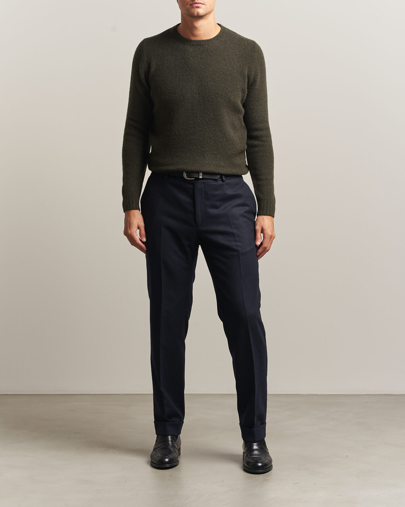 Hombres | Jerséis y prendas de punto | Fedeli | Cashmere Blend Boucle Sweater Forest Green