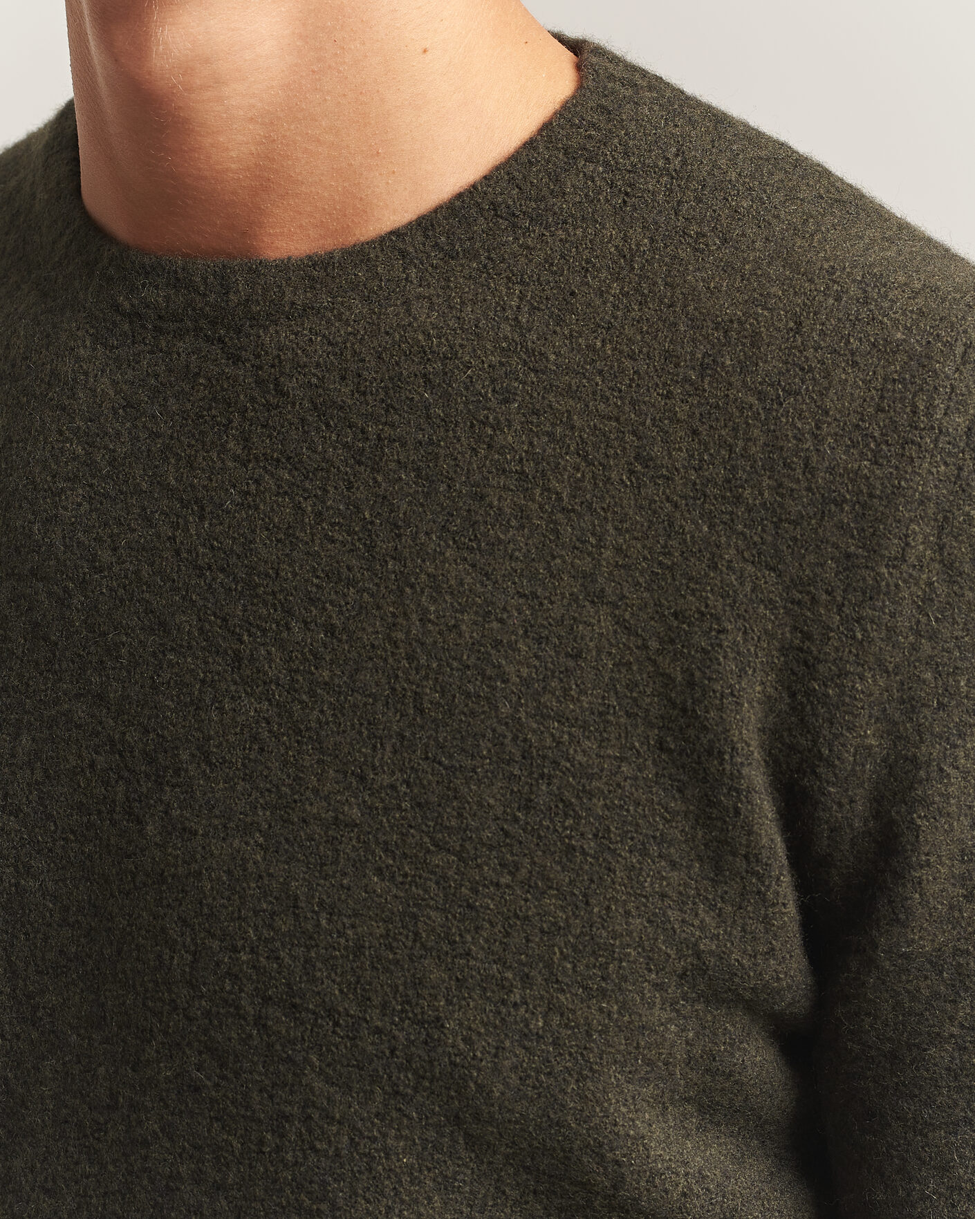 Hombres | Jerséis y prendas de punto | Fedeli | Cashmere Blend Boucle Sweater Forest Green