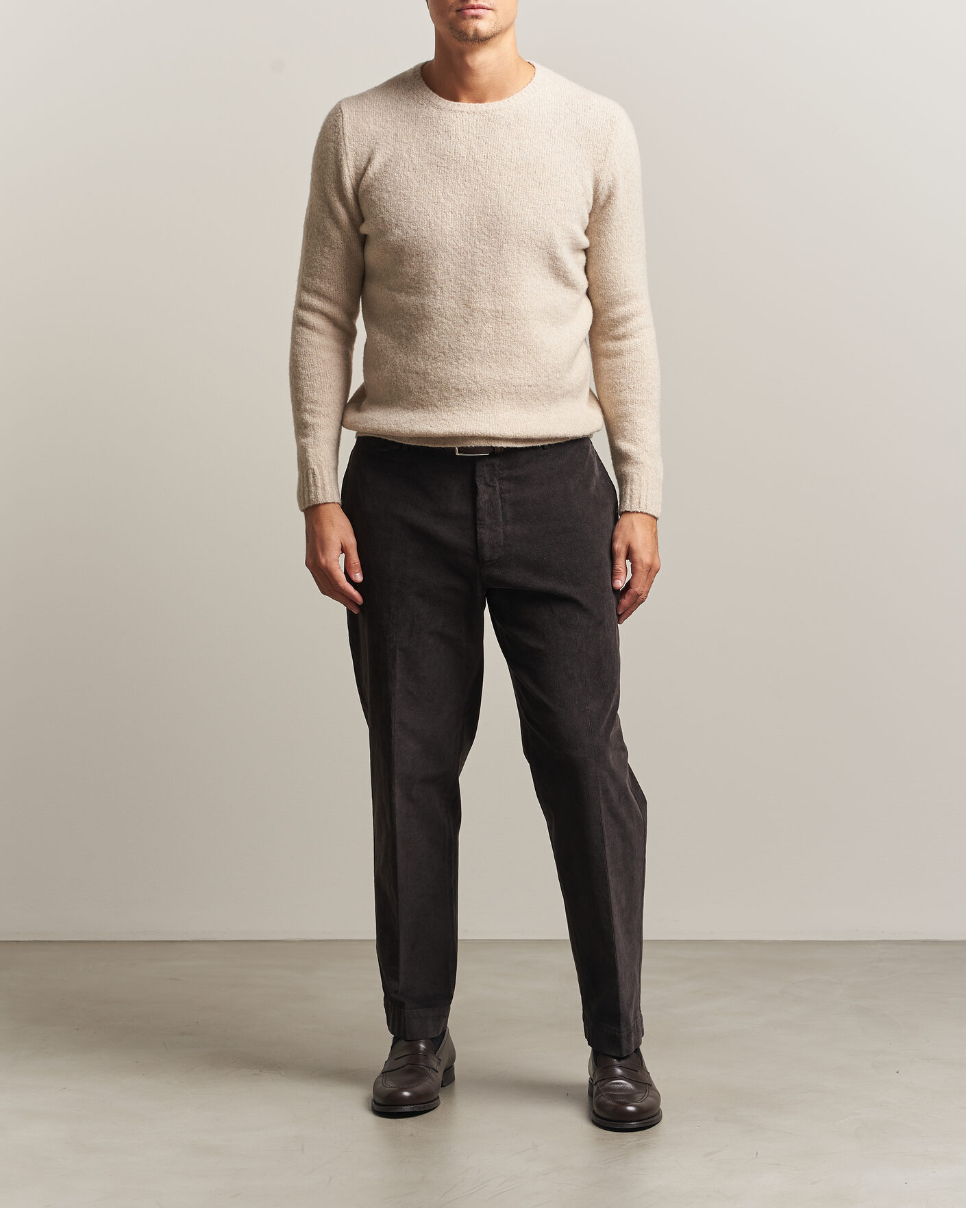 Hombres | Jerséis y prendas de punto | Fedeli | Cashmere Blend Boucle Sweater Light Grey