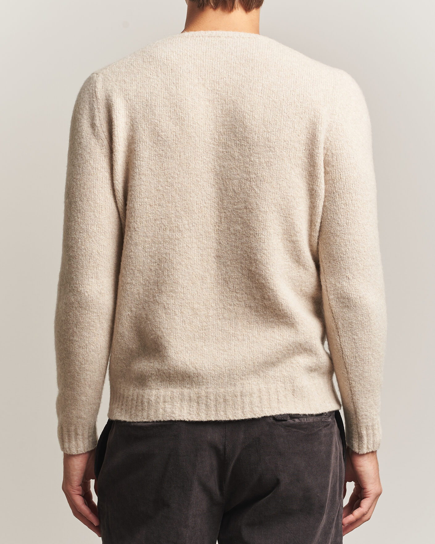 Hombres | Jerséis y prendas de punto | Fedeli | Cashmere Blend Boucle Sweater Light Grey