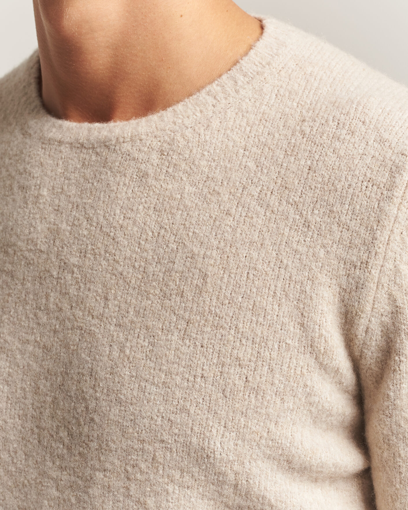 Hombres | Jerséis y prendas de punto | Fedeli | Cashmere Blend Boucle Sweater Light Grey