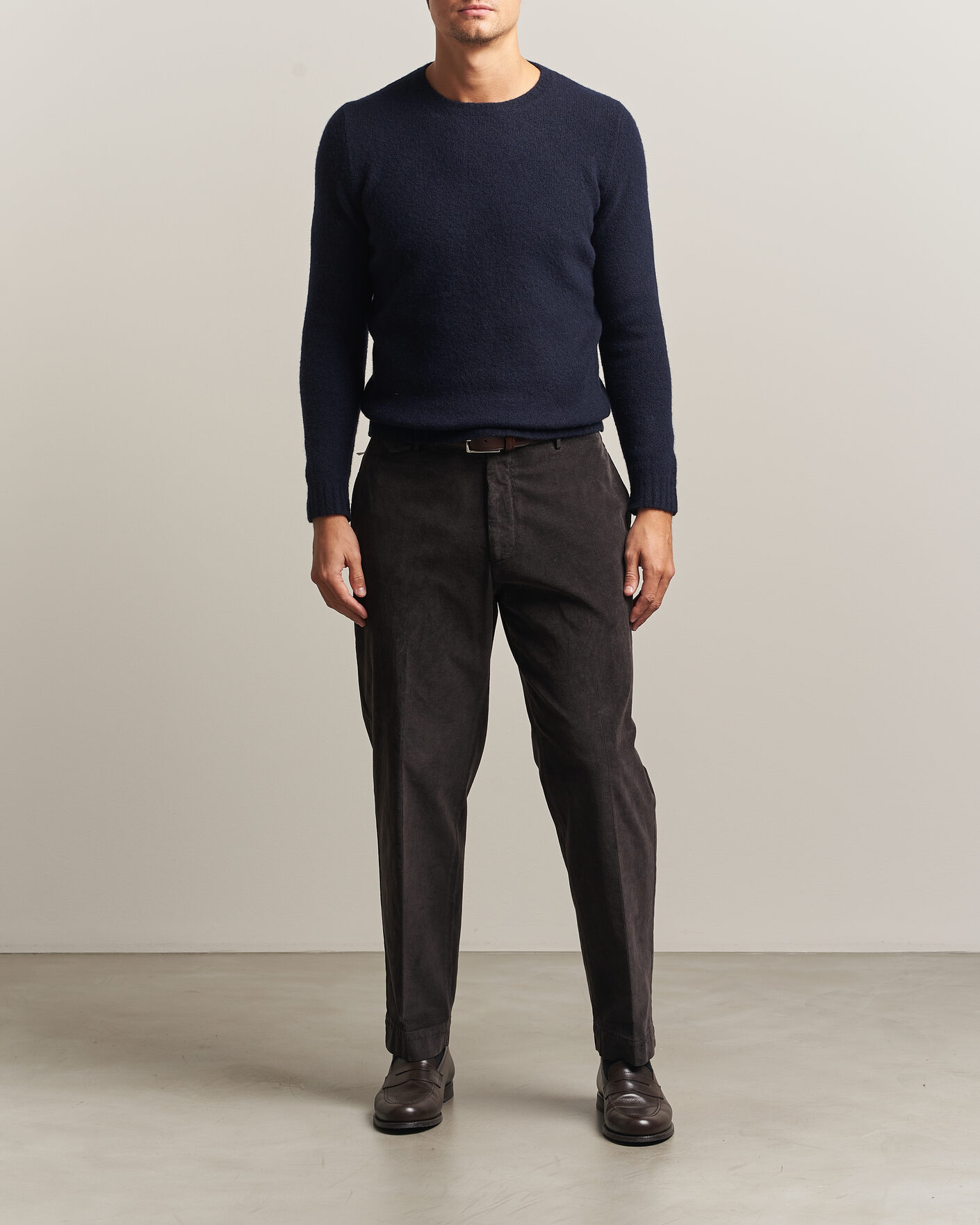 Hombres | Jerséis y prendas de punto | Fedeli | Cashmere Blend Boucle Sweater Navy
