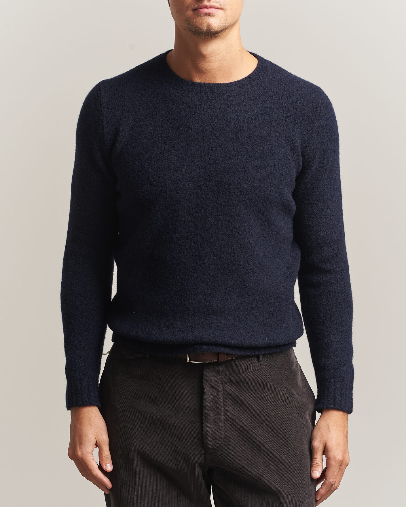 Hombres | Jerséis y prendas de punto | Fedeli | Cashmere Blend Boucle Sweater Navy