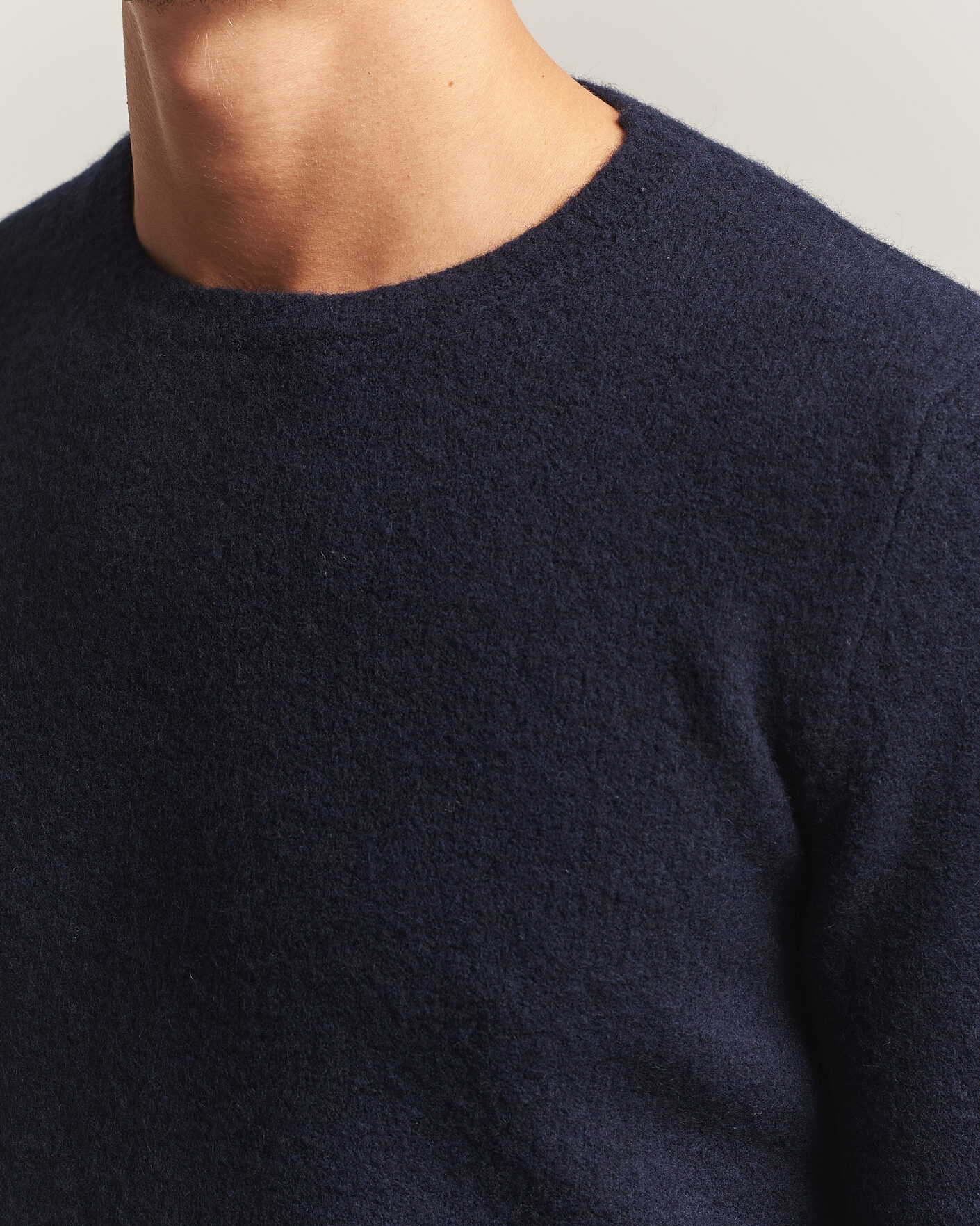 Hombres | Jerséis y prendas de punto | Fedeli | Cashmere Blend Boucle Sweater Navy