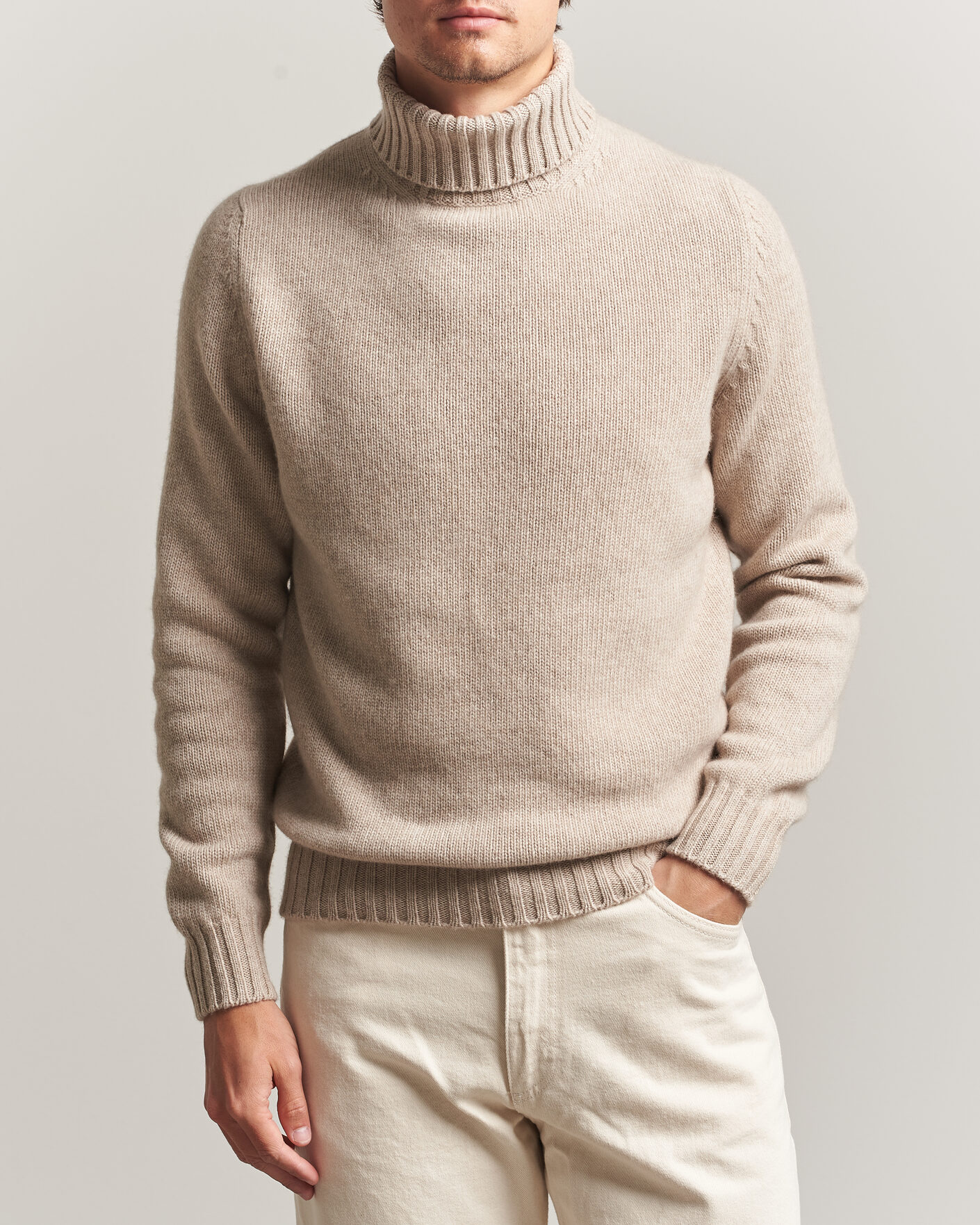 Hombres | Jerséis y prendas de punto | Fedeli | Wool/Cashmere Rollneck Beige