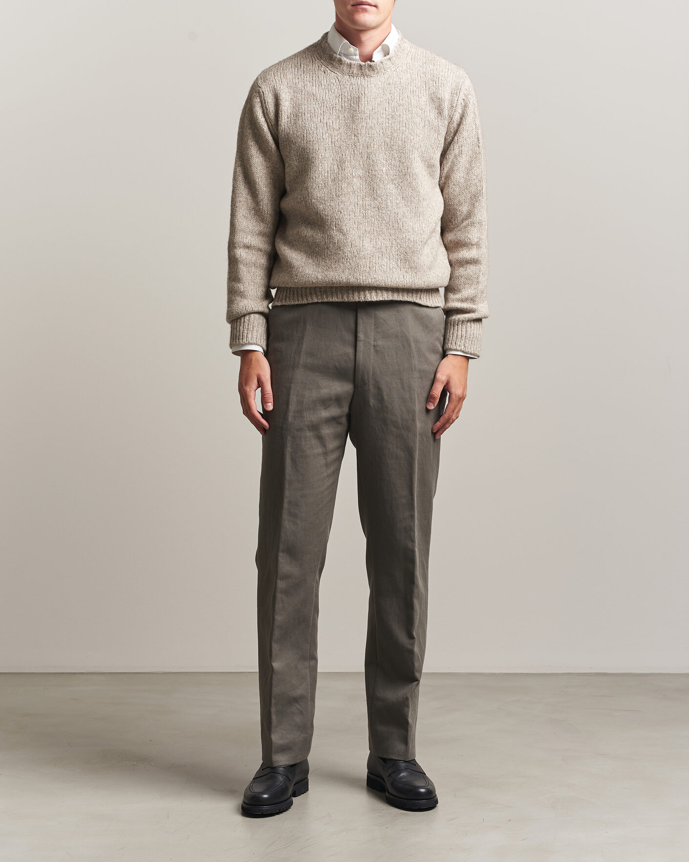 Hombres | Jerséis y prendas de punto | Fedeli | Yak Blend Sweater Beige Melange