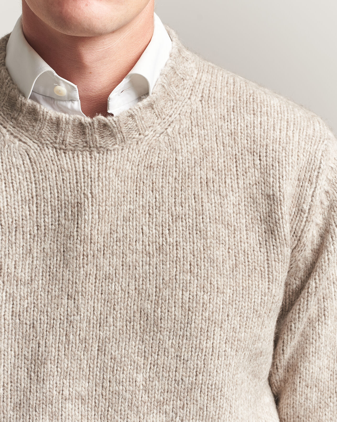 Hombres | Jerséis y prendas de punto | Fedeli | Yak Blend Sweater Beige Melange