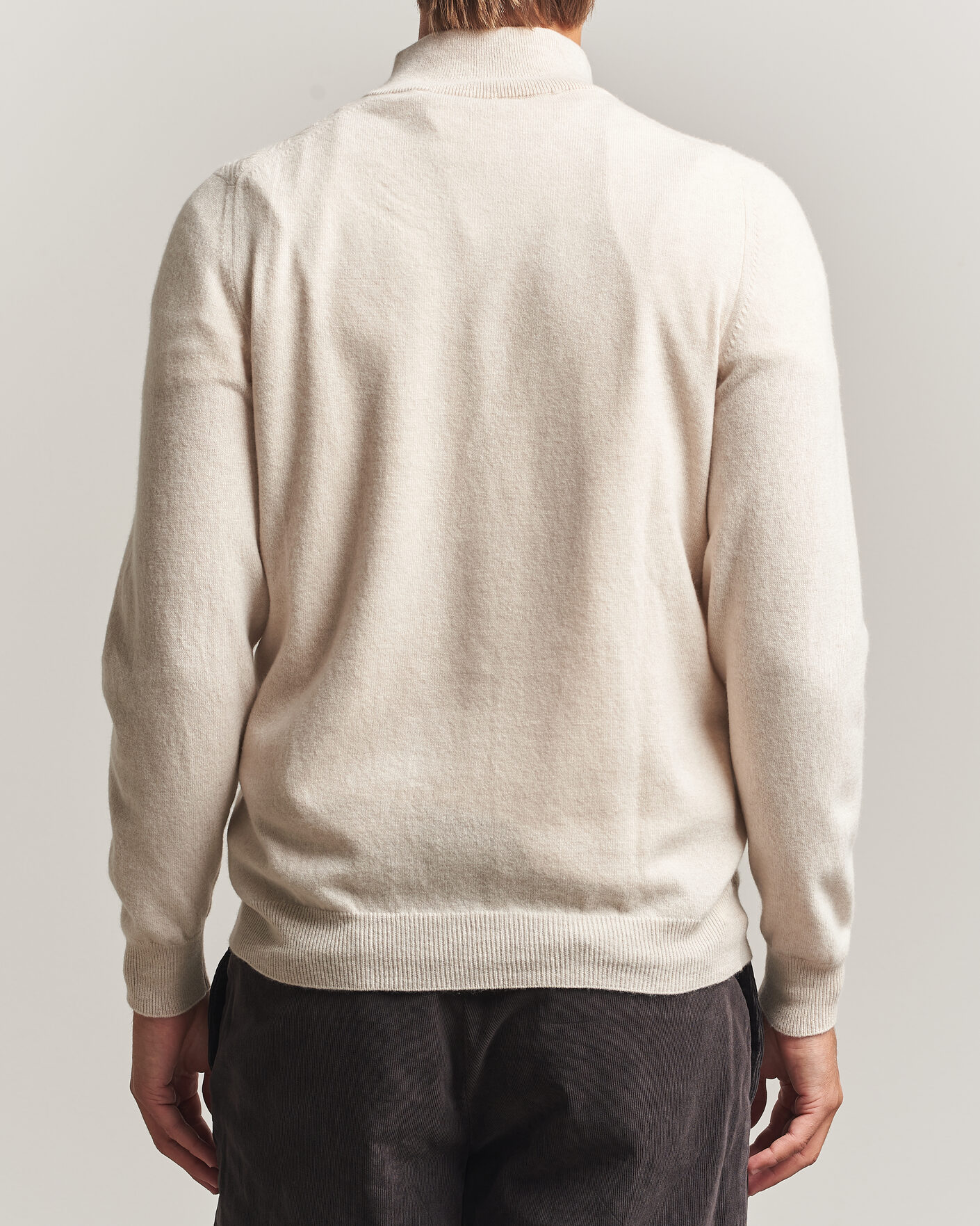 Hombres | Jerséis y prendas de punto | Fedeli | Wool/Cashmere Chevron Half Zip Light Beige