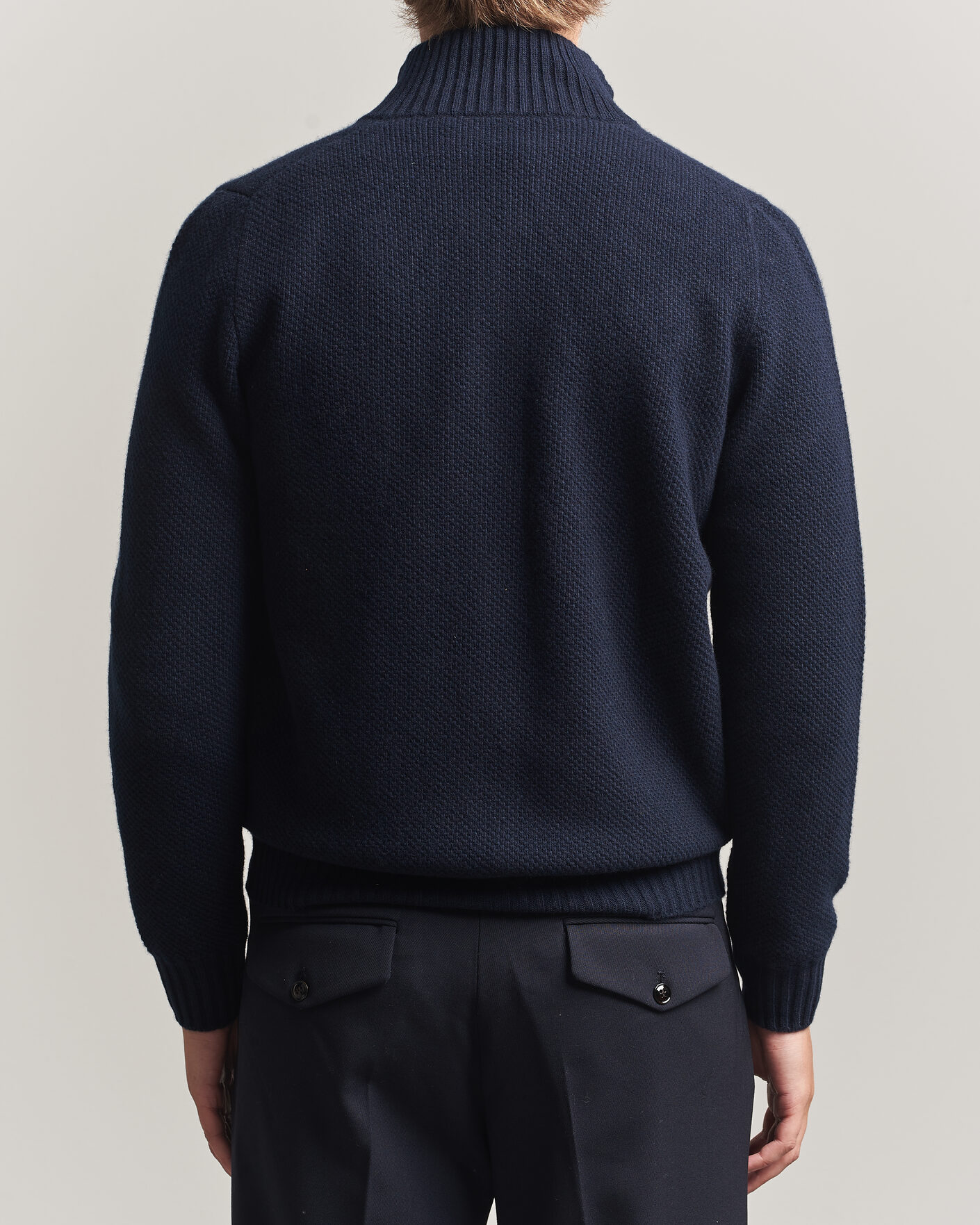 Hombres | Jerséis y prendas de punto | Fedeli | Wool/Cashmere Honeycomb Full Zip Navy