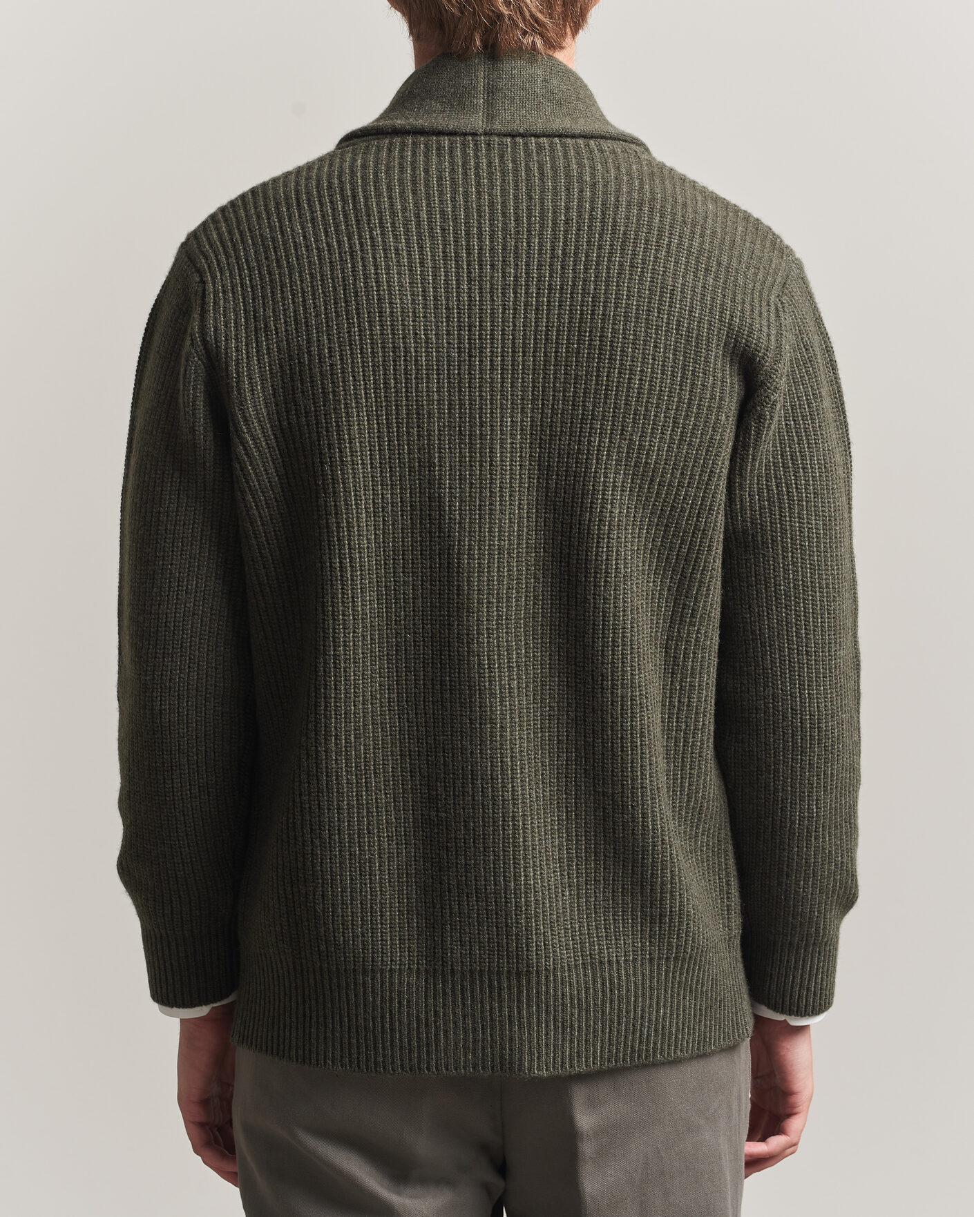 Hombres | Jerséis y prendas de punto | Fedeli | Wool/Cashmere Shawl Cardigan Forest Green