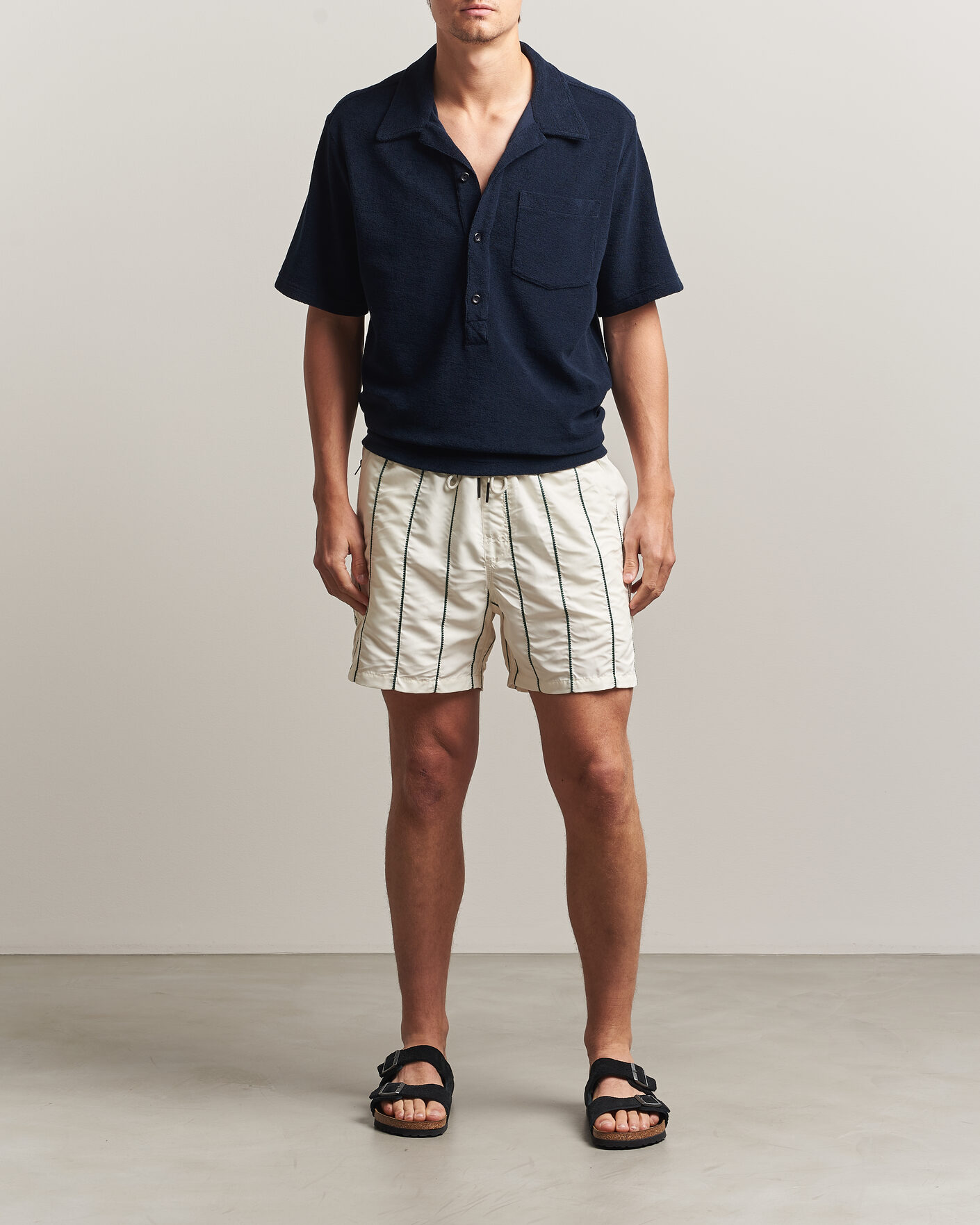 Hombres | Bañadores | OAS | Granada Striped Swimshorts White/Green