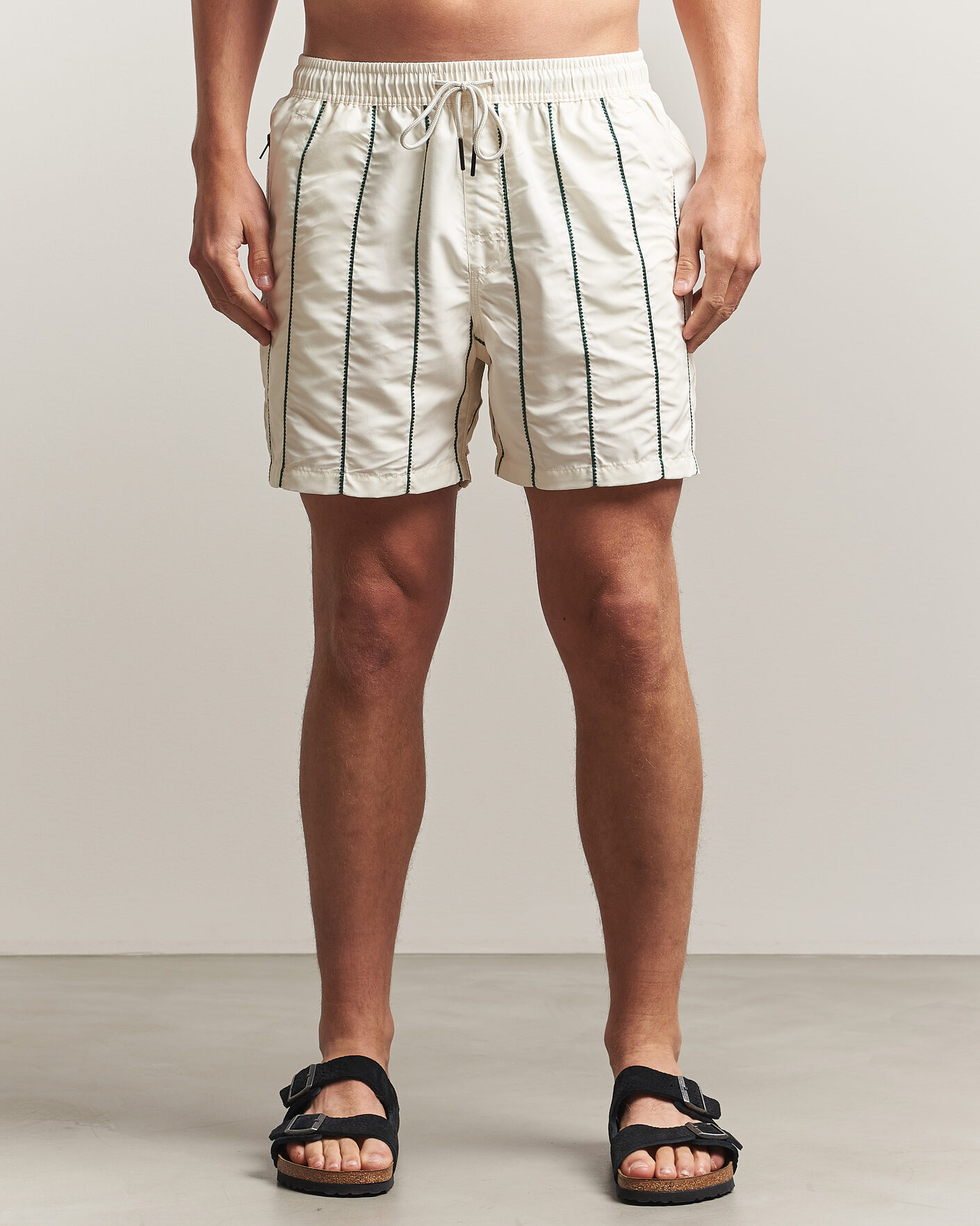 Hombres | Bañadores | OAS | Granada Striped Swimshorts White/Green