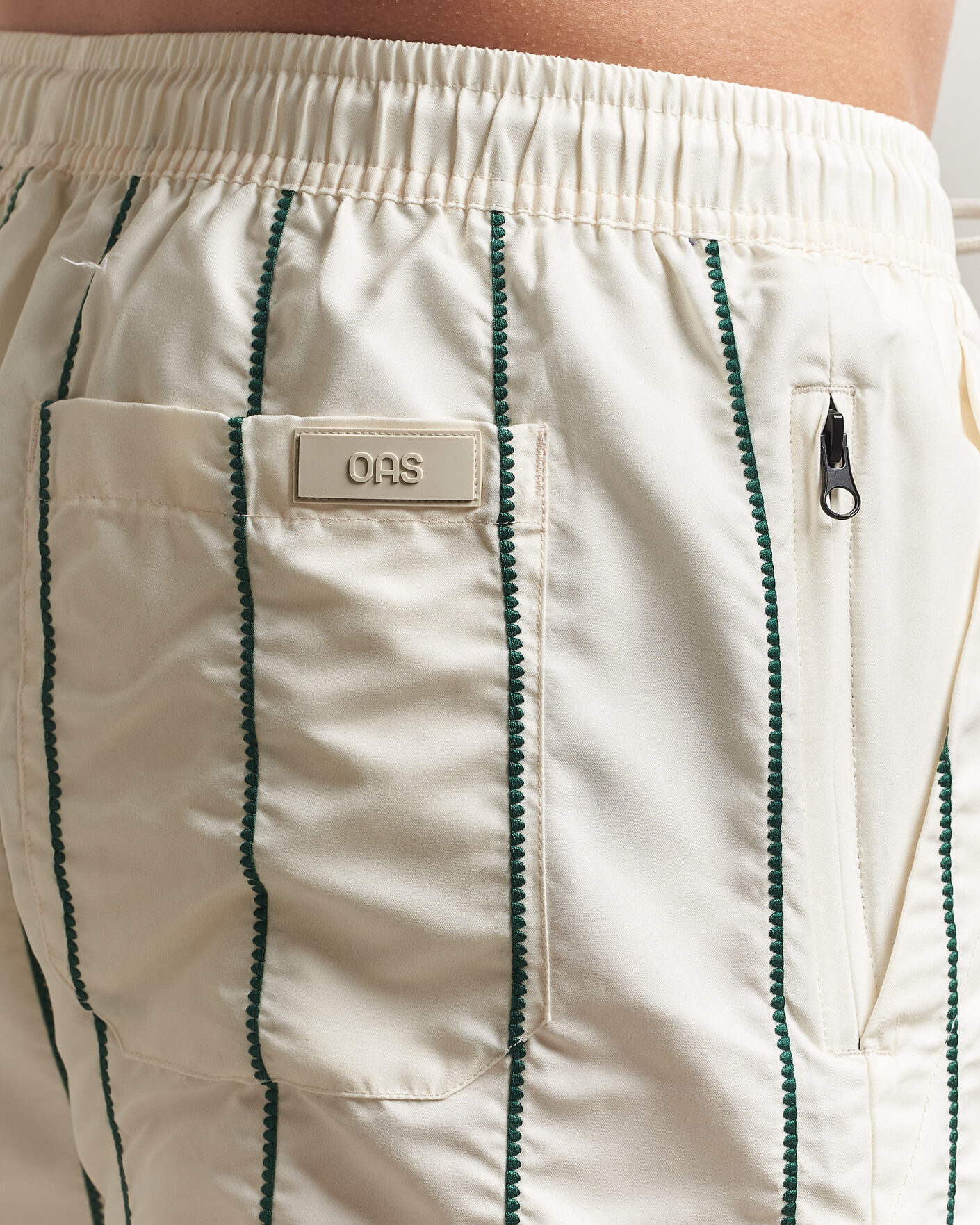 Hombres | Bañadores | OAS | Granada Striped Swimshorts White/Green