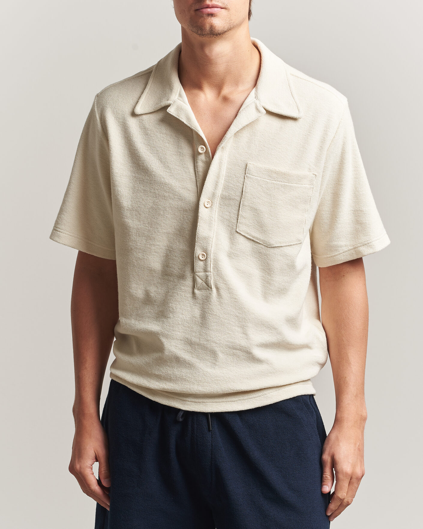 Hombres | Polos | OAS | Novo Regular Fit Terry Polo Ecru