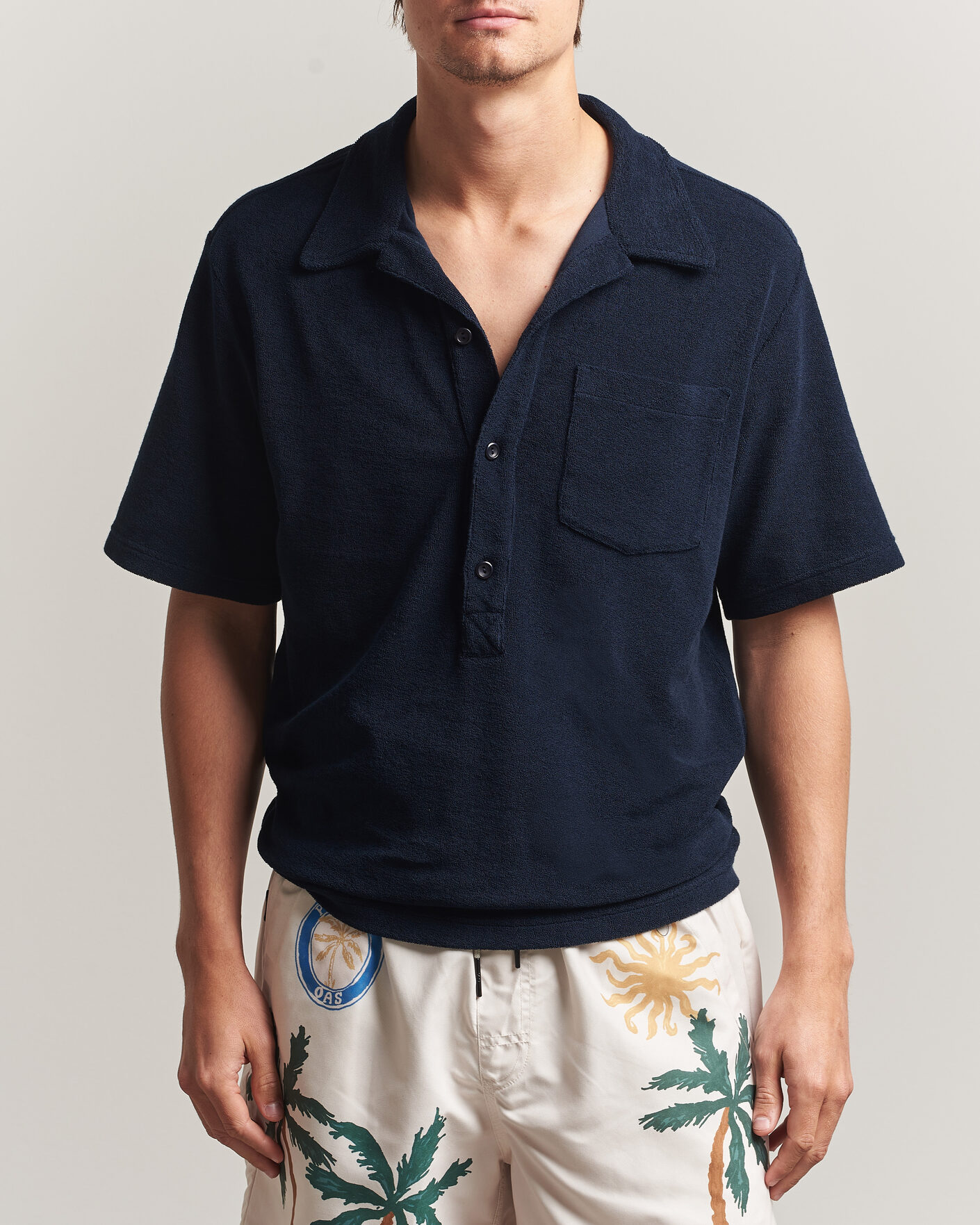 Hombres | Polos | OAS | Novo Regular Fit Terry Polo Dark Blue