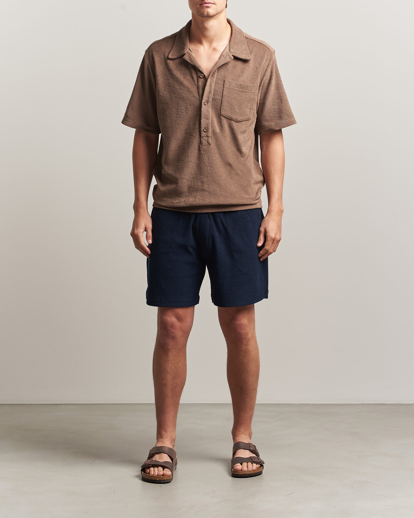 Hombres | Polos | OAS | Novo Regular Fit Terry Polo Brown