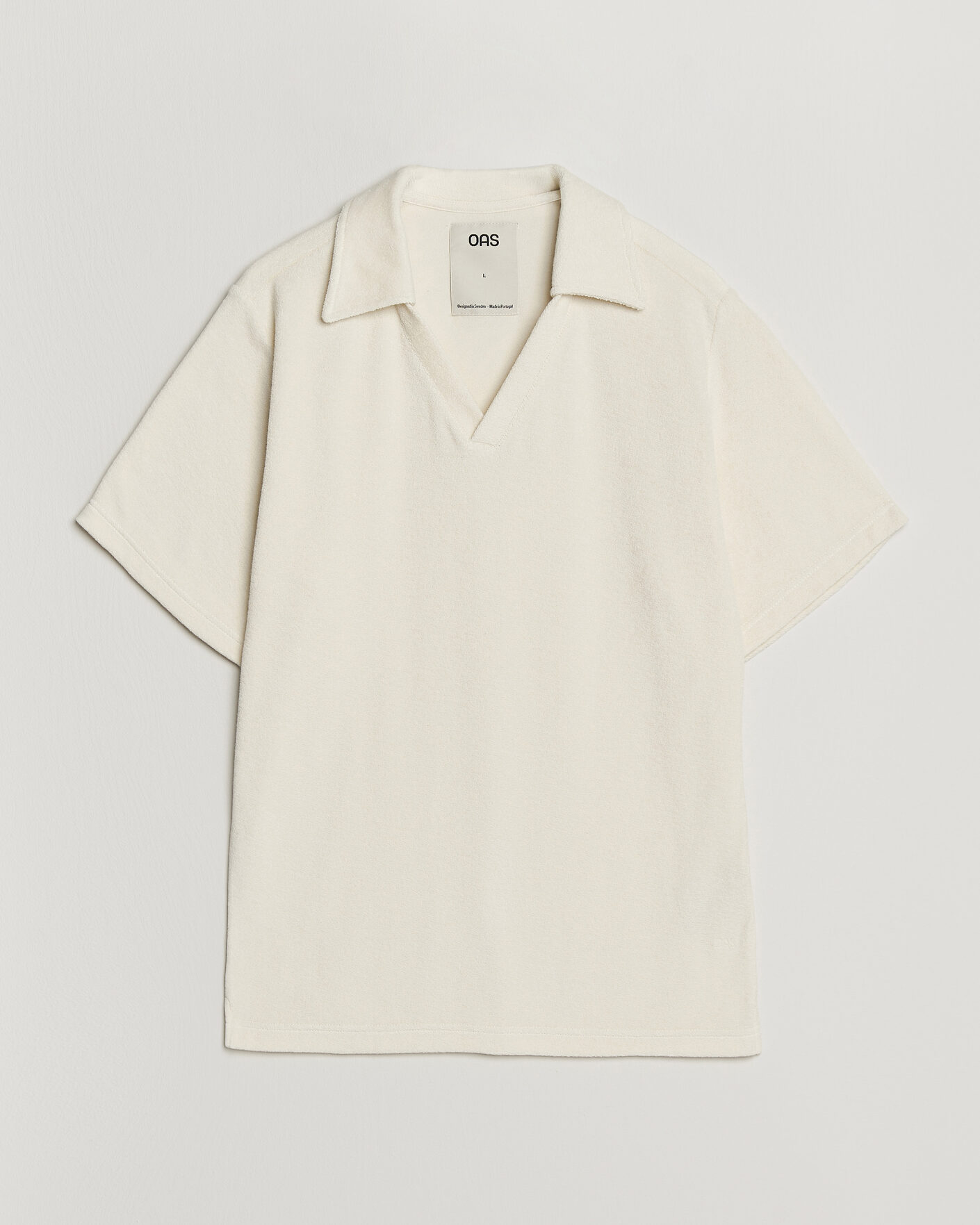 Hombres | Polos | OAS | Serif Regular Fit Terry Open Collar Polo Ecru