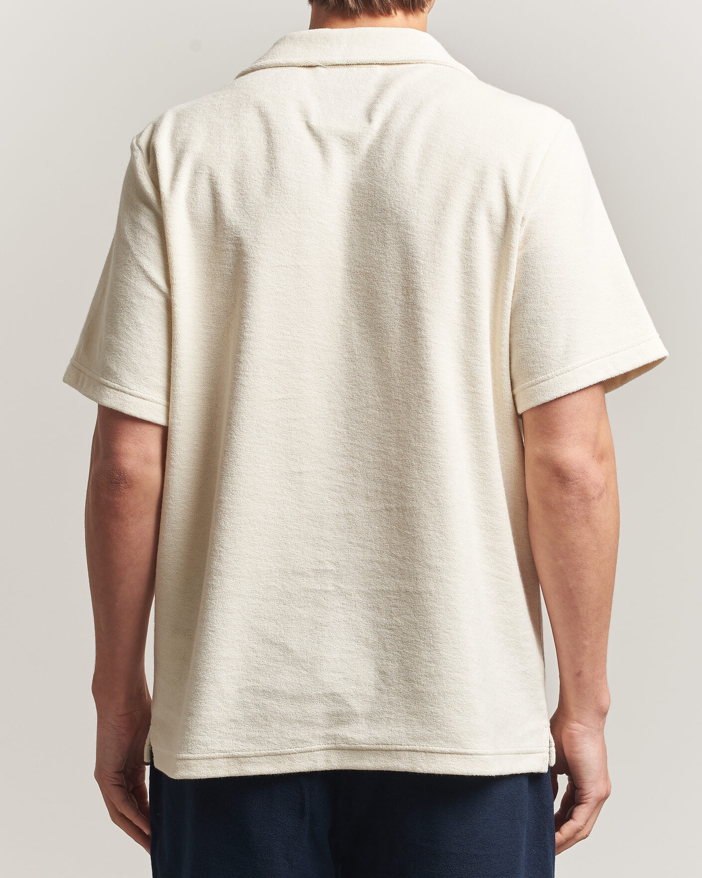 Hombres | Polos | OAS | Serif Regular Fit Terry Open Collar Polo Ecru