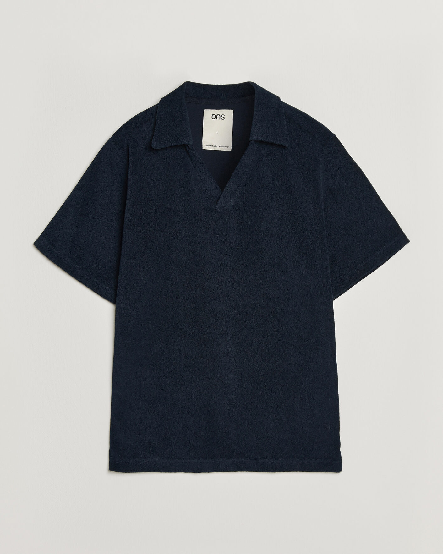 Hombres | Polos | OAS | Serif Regular Fit Terry Open Collar Polo Dark Blue