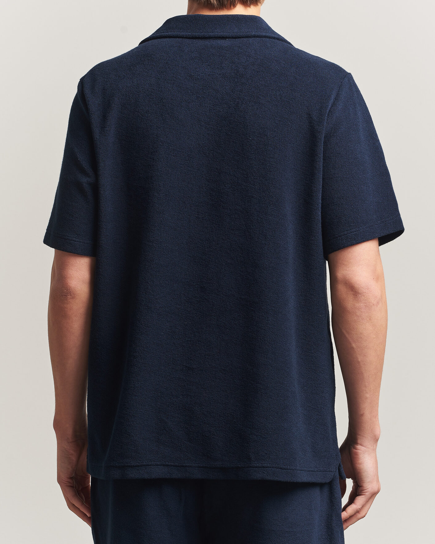Hombres | Polos | OAS | Serif Regular Fit Terry Open Collar Polo Dark Blue