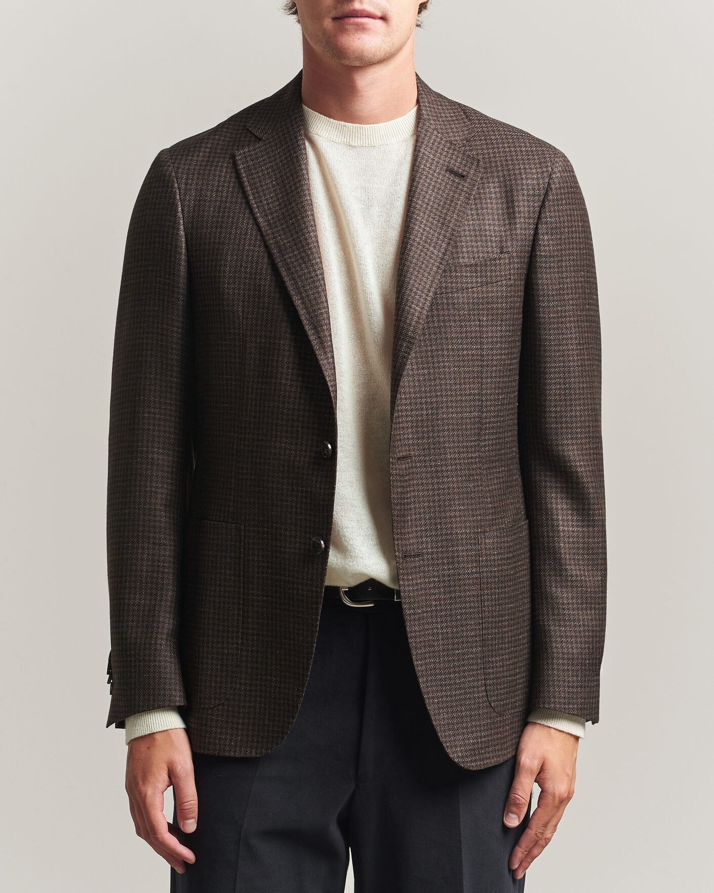 Hombres | Blazers | Canali | Kei Houndstooth Flannel Blazer Dark Brown