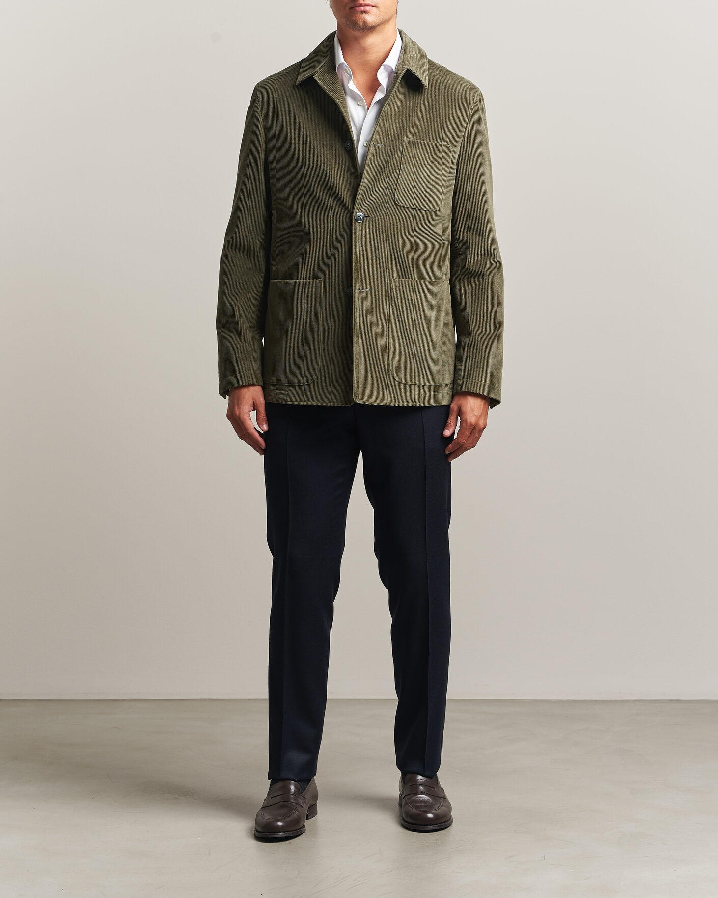Hombres | Abrigos y chaquetas | Canali | Corduroy Chore Jacket Olive