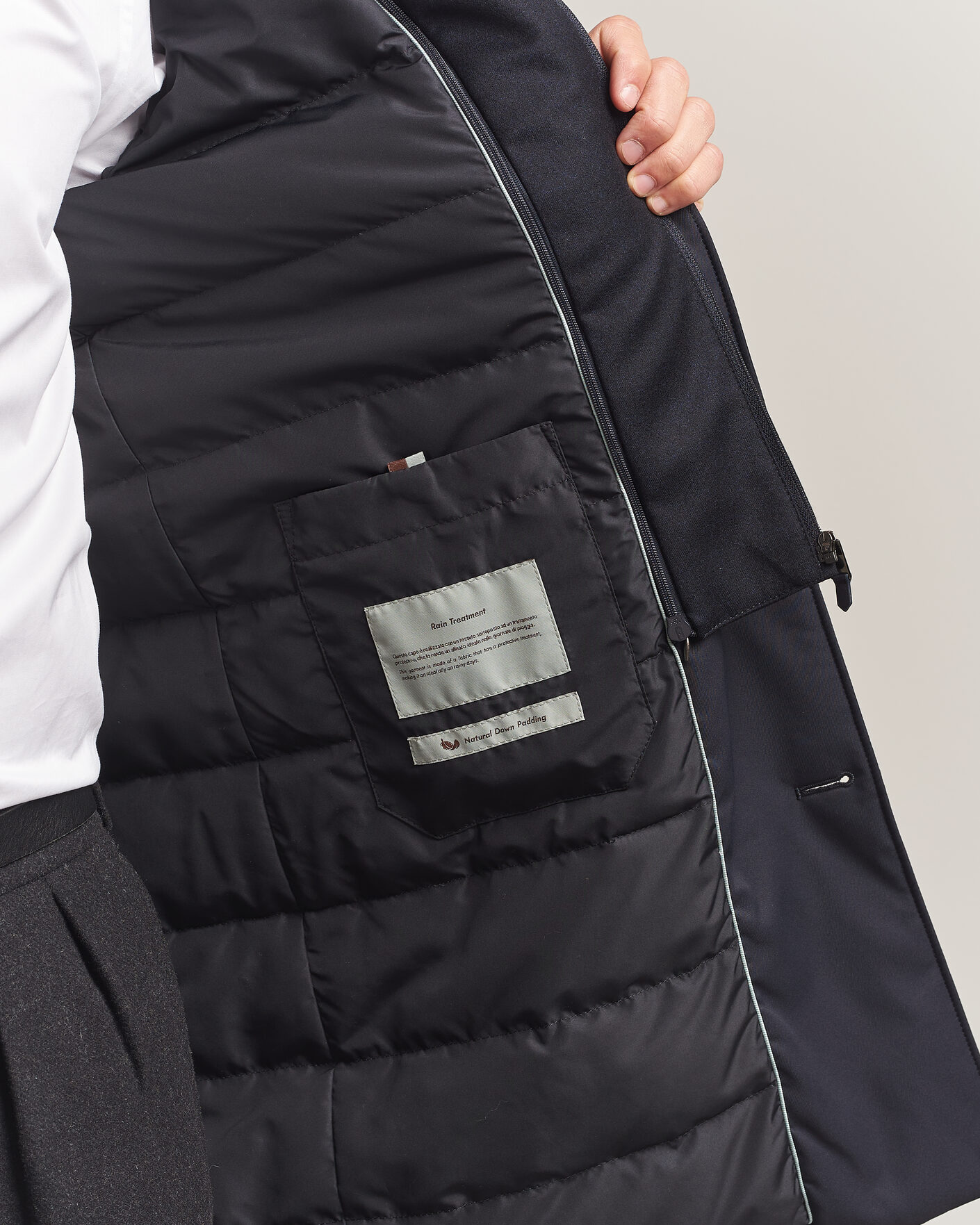Hombres | Abrigos y chaquetas | Canali | Zip Liner Down Coat Navy