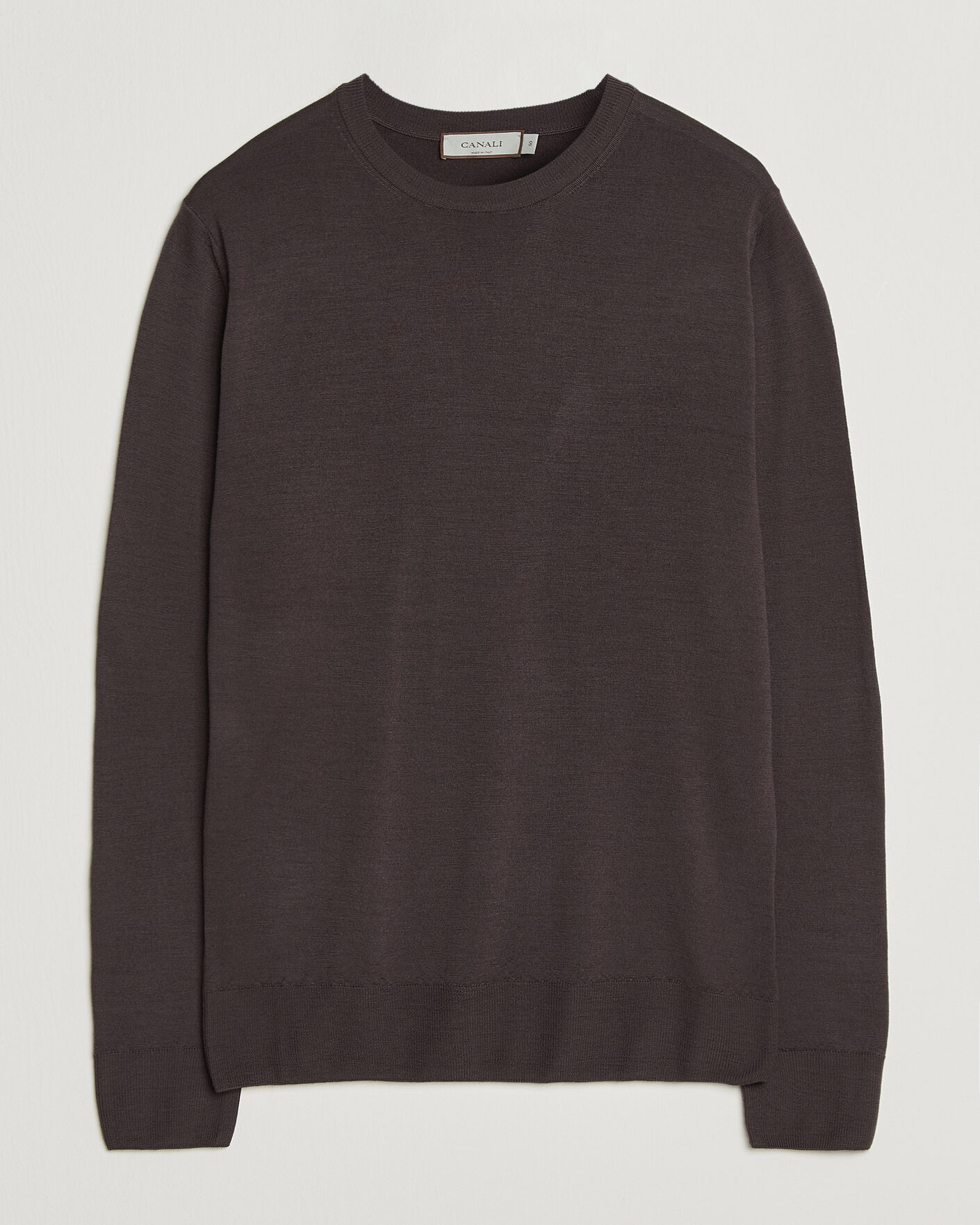Hombres | Jerséis y prendas de punto | Canali | Merino Wool Crew Neck Dark Brown