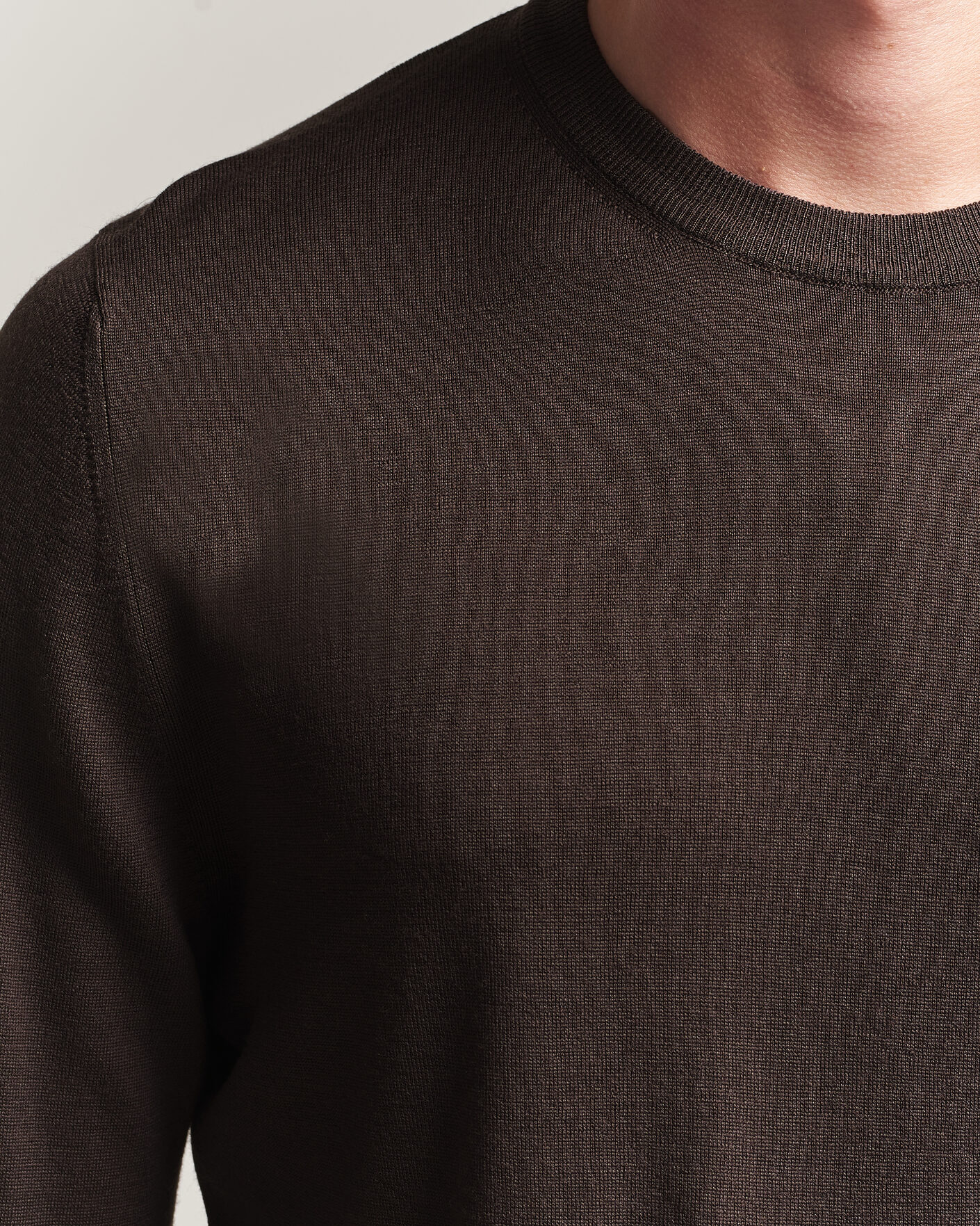 Hombres | Jerséis y prendas de punto | Canali | Merino Wool Crew Neck Dark Brown