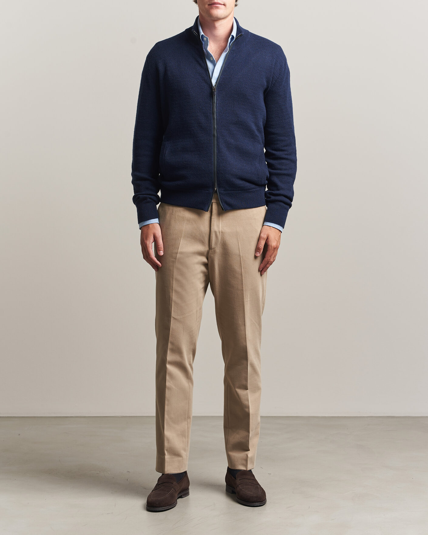 Hombres | Jerséis y prendas de punto | Canali | Wool/Cashmere Full Zip Cardigan Navy