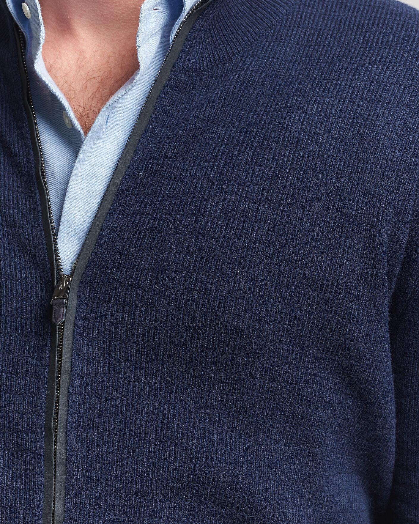 Hombres | Jerséis y prendas de punto | Canali | Wool/Cashmere Full Zip Cardigan Navy