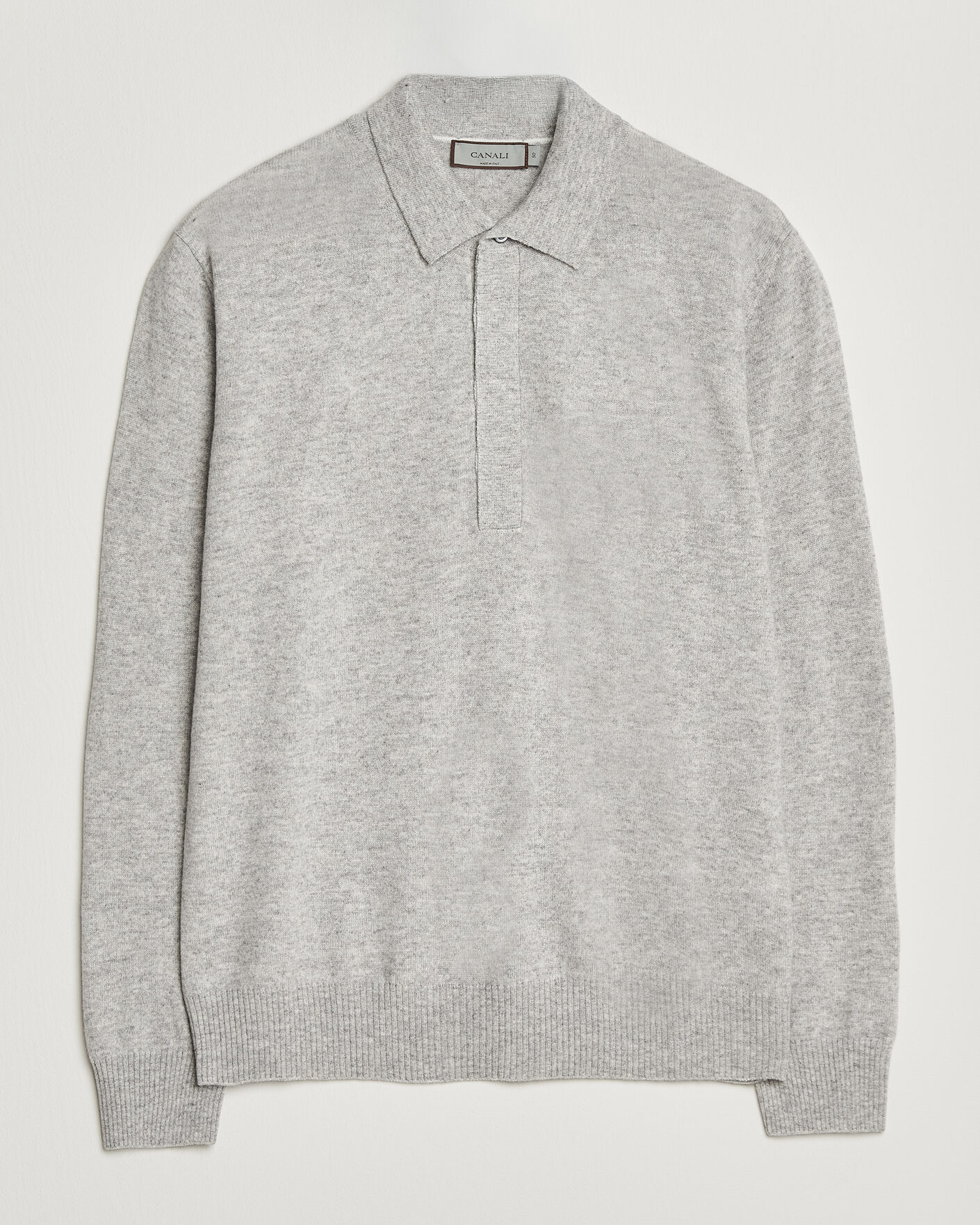 Hombres | Jerséis y prendas de punto | Canali | Wool/Cashmere Long Sleeve Polo Light Grey