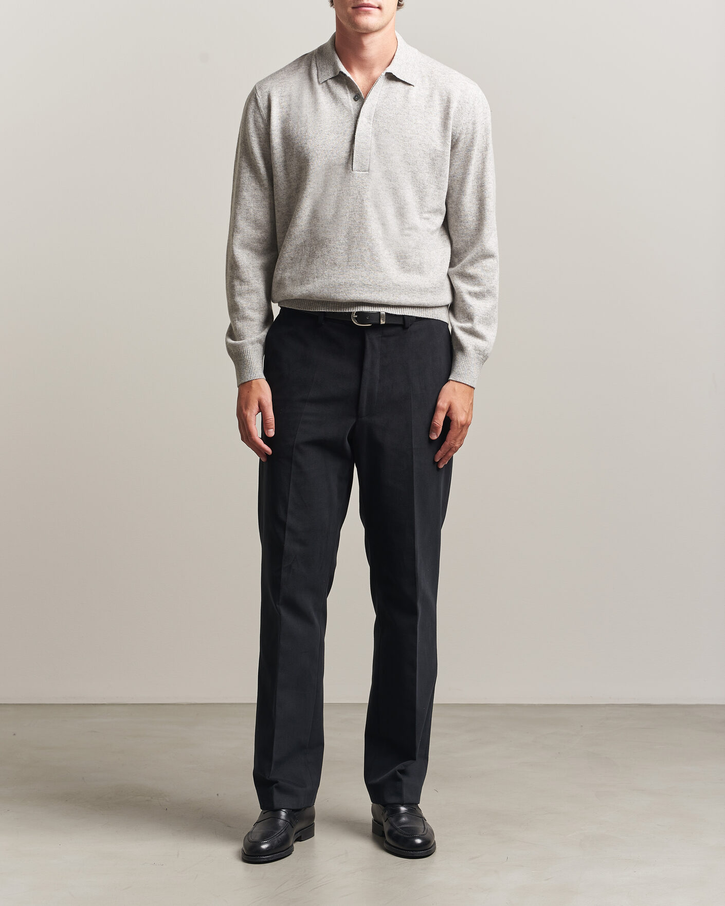 Hombres | Jerséis y prendas de punto | Canali | Wool/Cashmere Long Sleeve Polo Light Grey