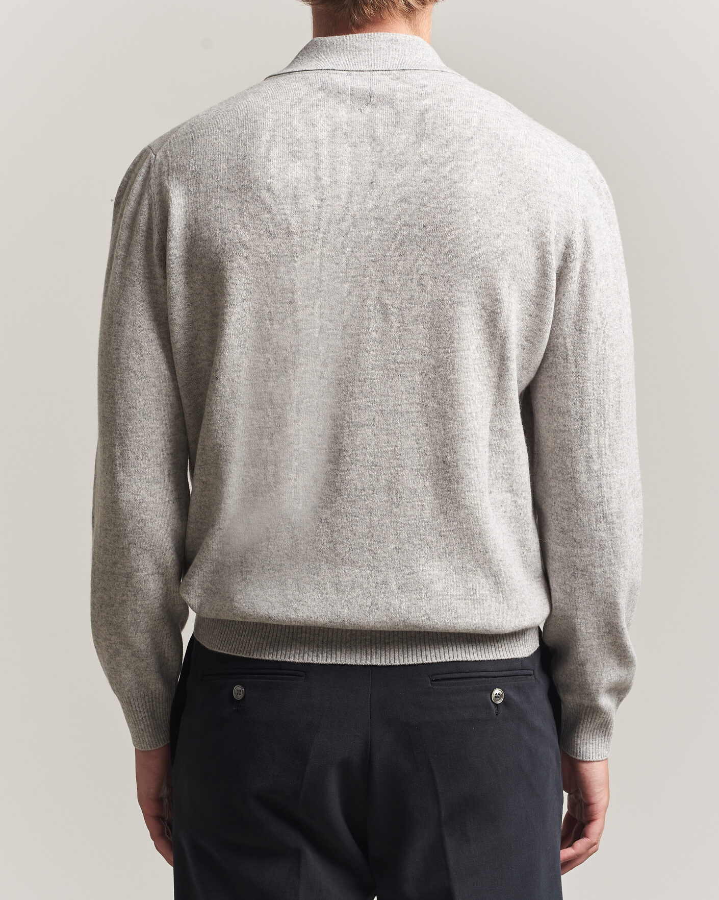 Hombres | Jerséis y prendas de punto | Canali | Wool/Cashmere Long Sleeve Polo Light Grey