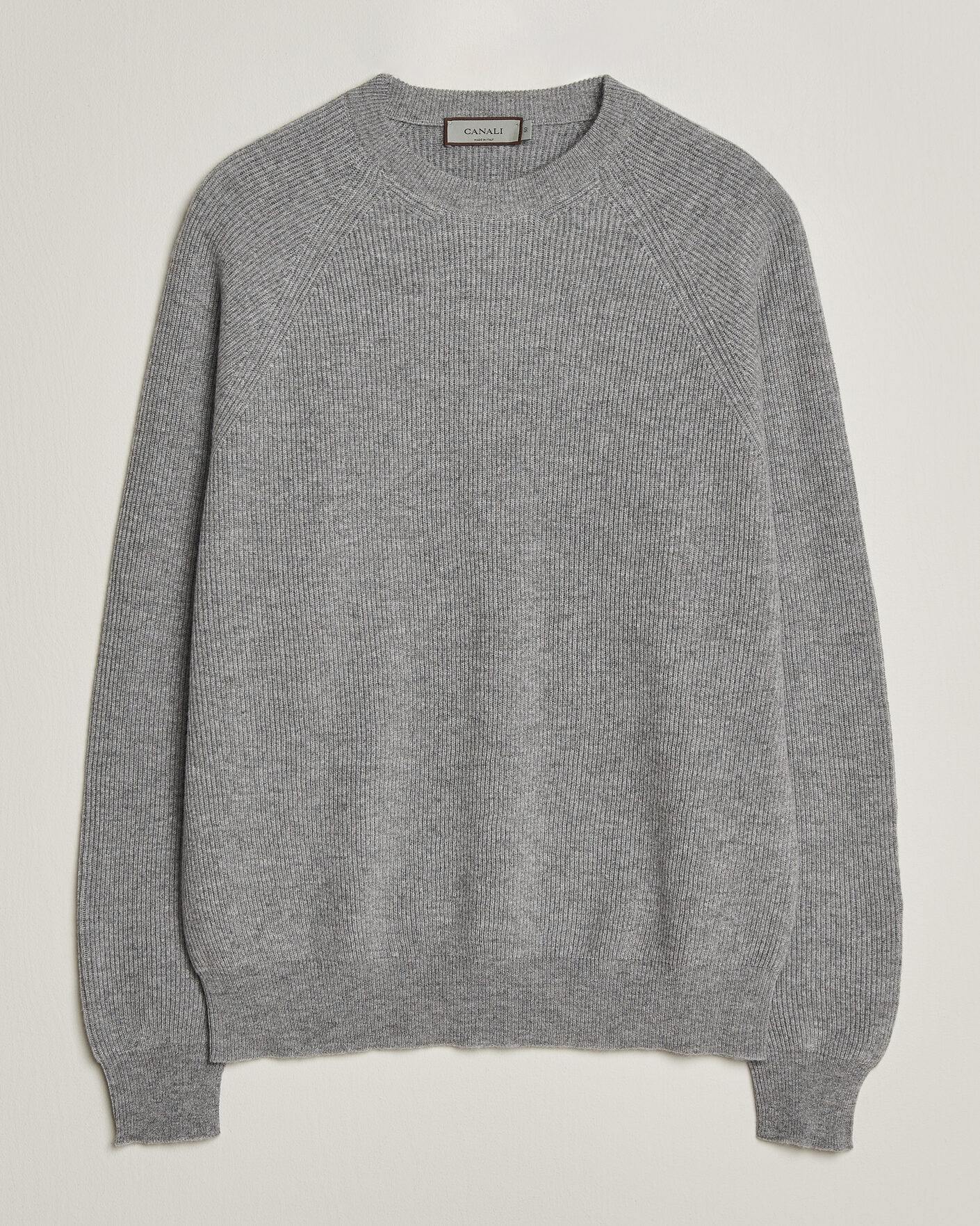 Hombres | Jerséis y prendas de punto | Canali | Rib Cashmere Sweater Light Grey