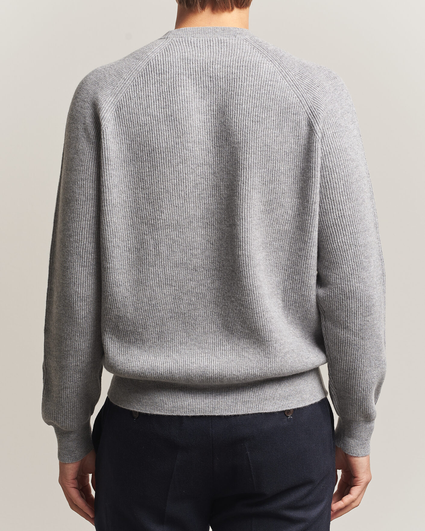 Hombres | Jerséis y prendas de punto | Canali | Rib Cashmere Sweater Light Grey