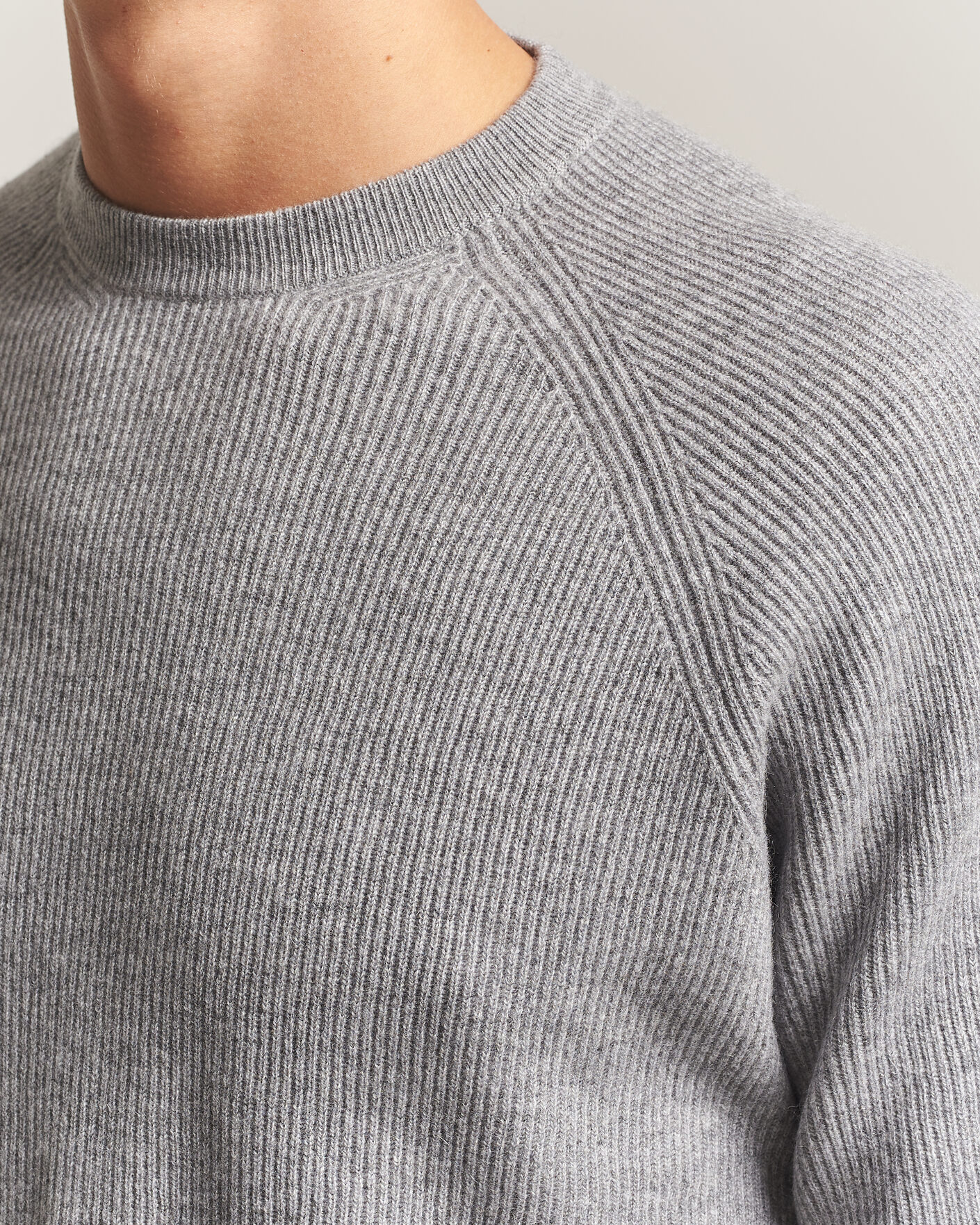 Hombres | Jerséis y prendas de punto | Canali | Rib Cashmere Sweater Light Grey