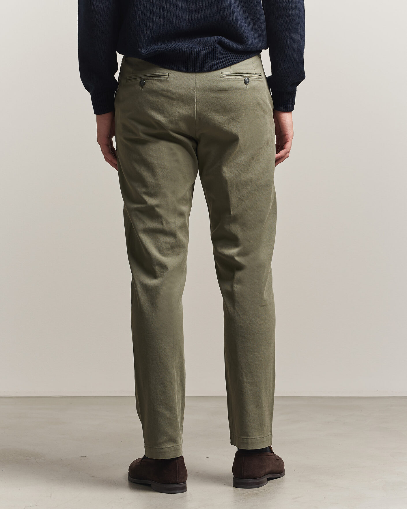 Hombres | Pantalones | Canali | Cotton Twill Chinos Olive