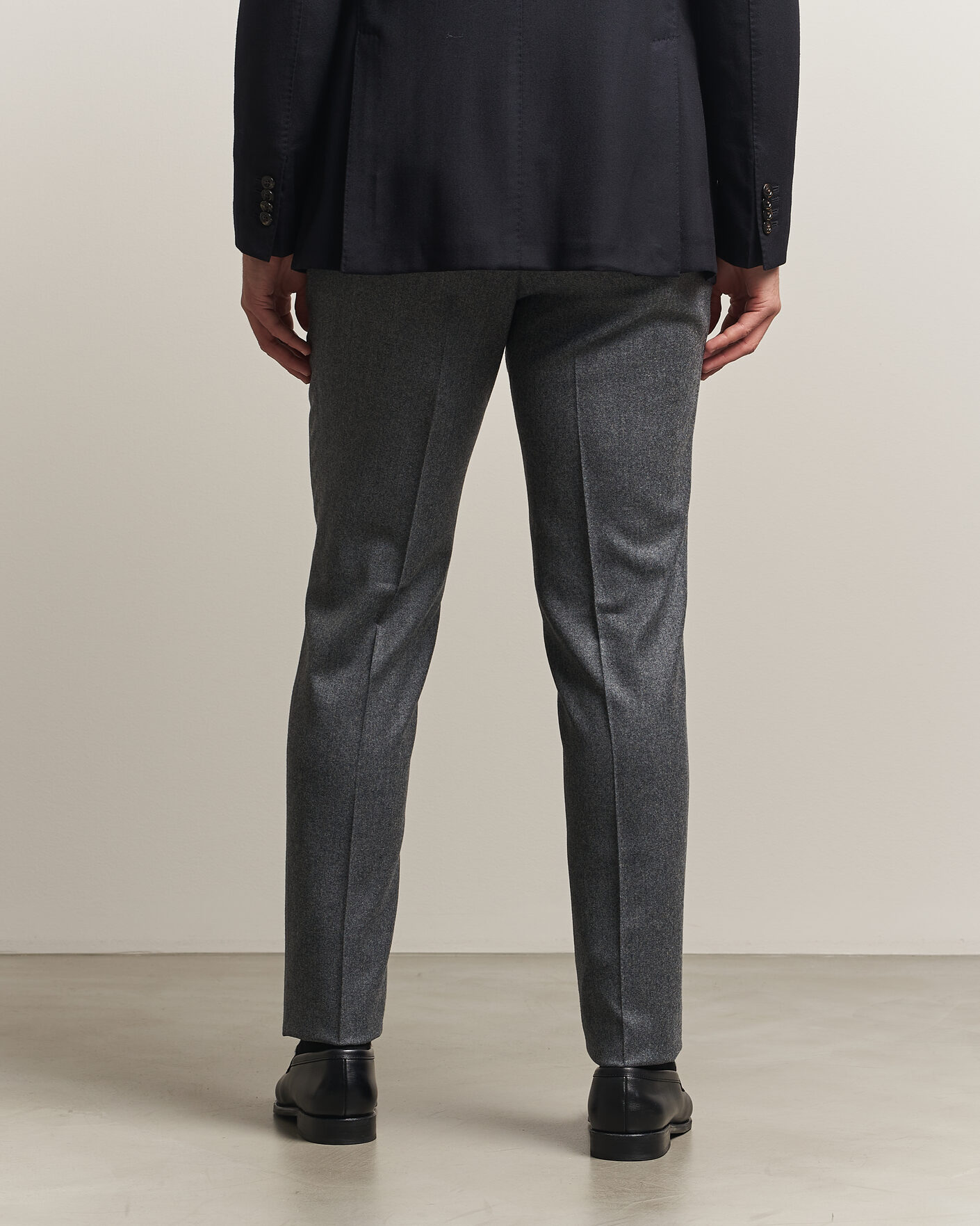 Hombres | Pantalones | Canali | Slim Fit Flannel Trousers Grey Melange