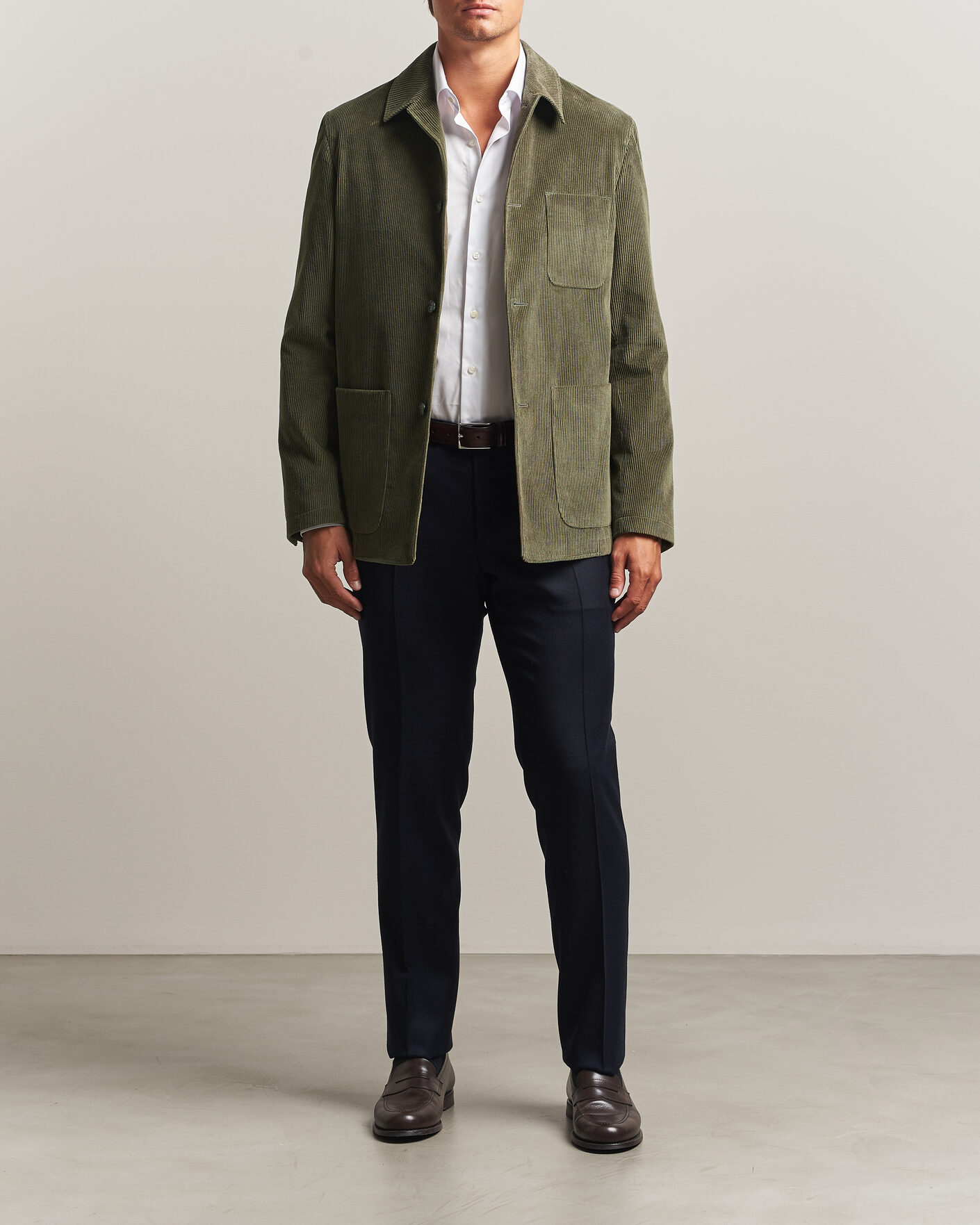 Hombres | Pantalones | Canali | Slim Fit Flannel Trousers Navy