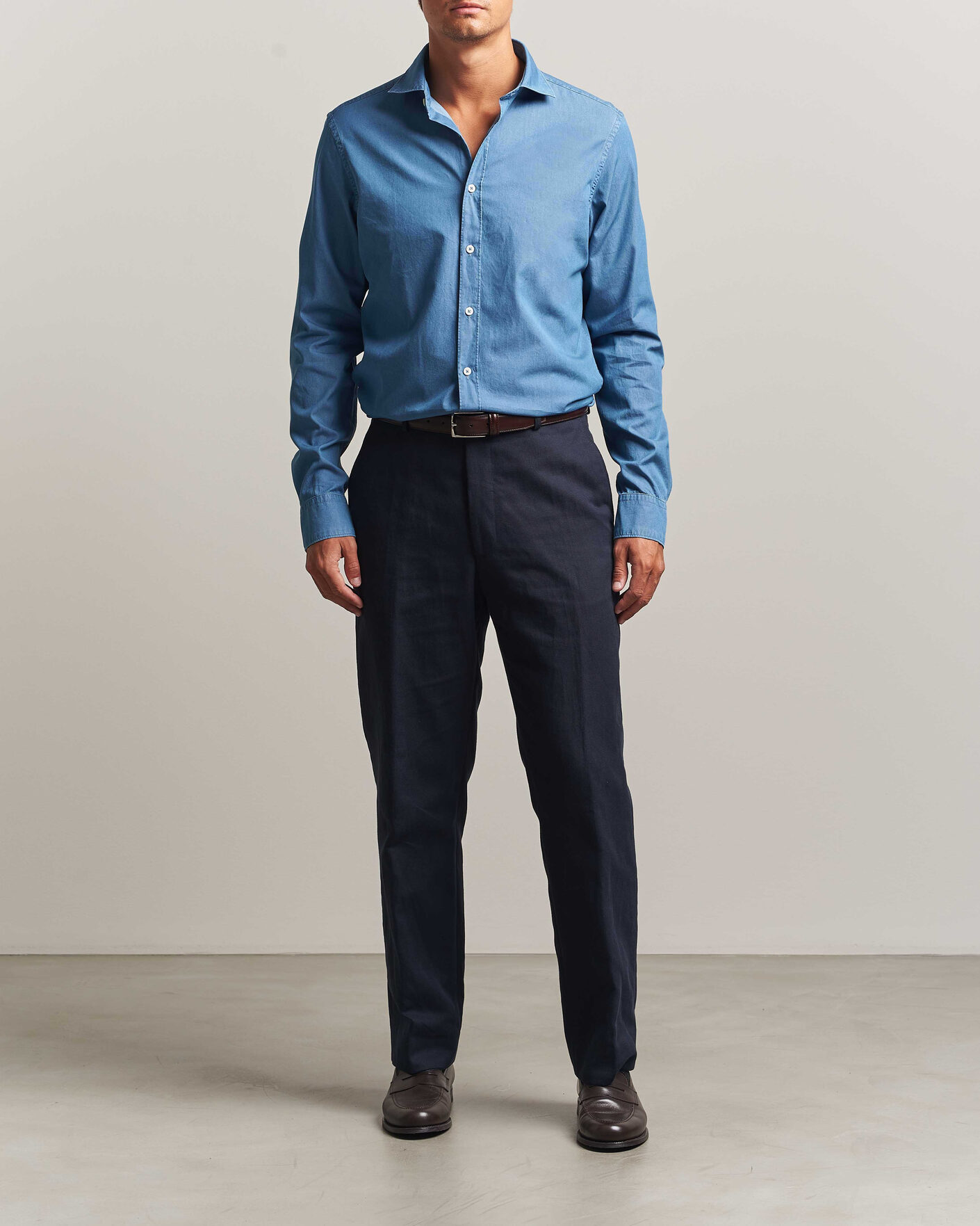 Hombres | Camisas | Canali | Denim Shirt Stone Wash