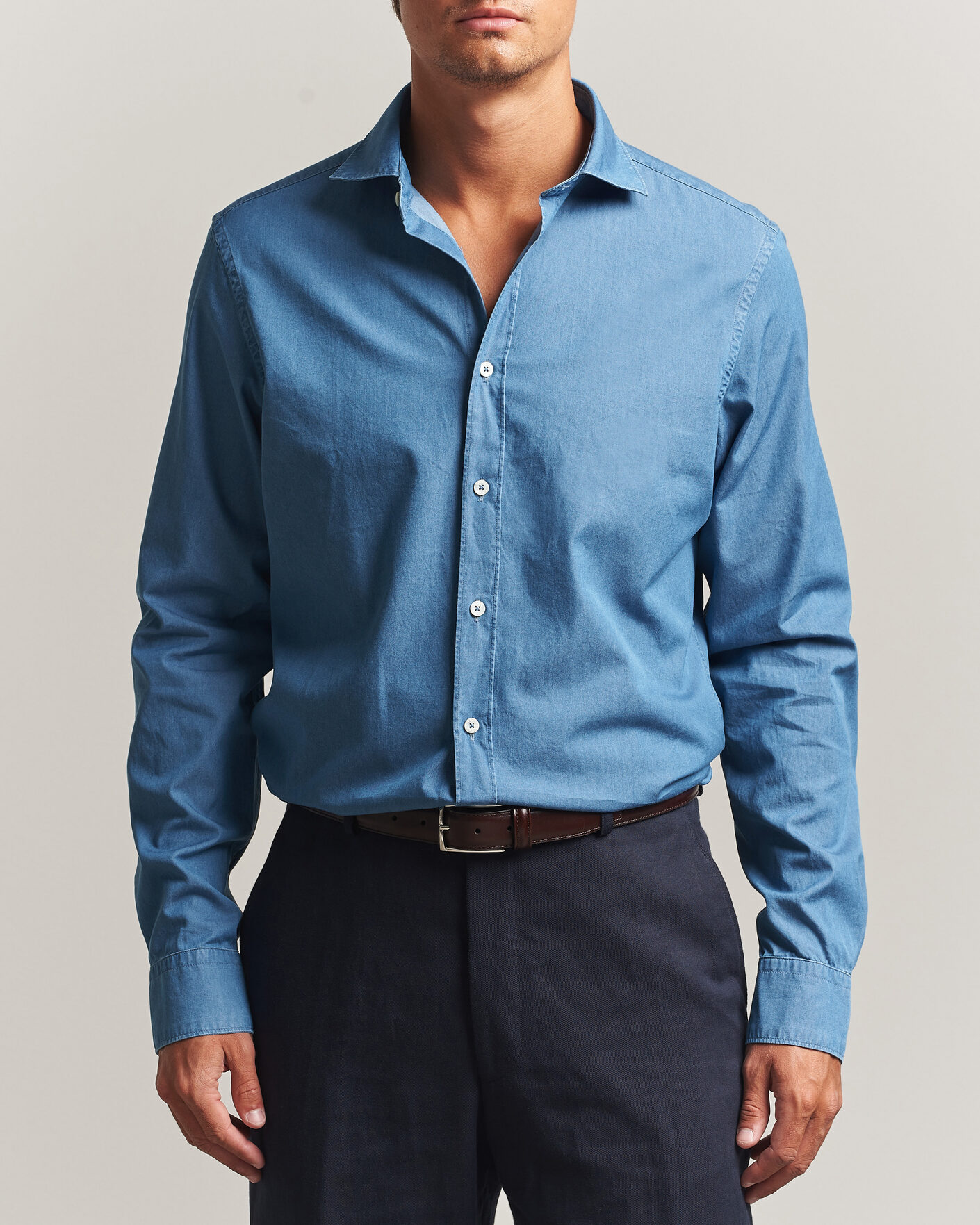 Hombres | Camisas | Canali | Denim Shirt Stone Wash
