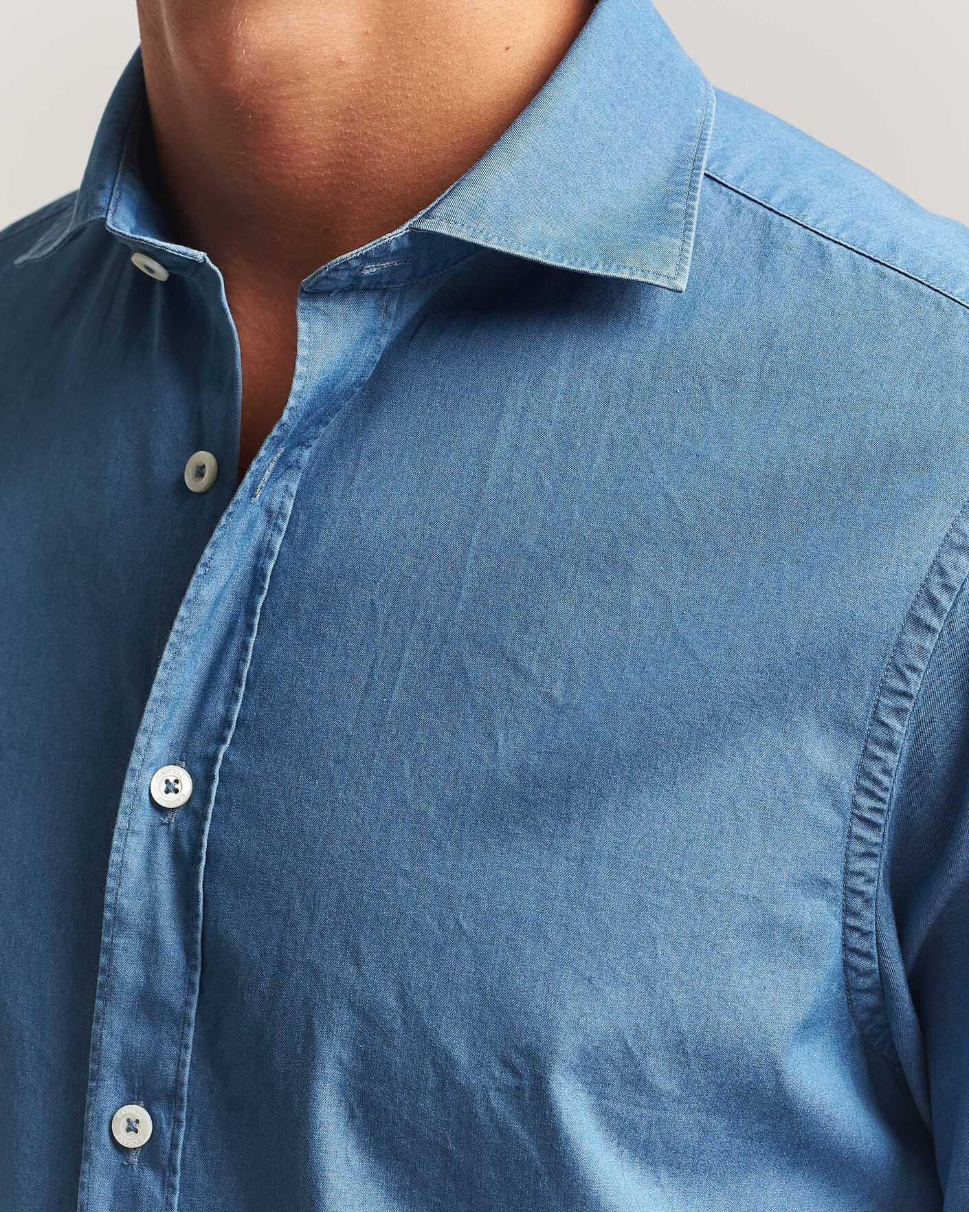 Hombres | Camisas | Canali | Denim Shirt Stone Wash