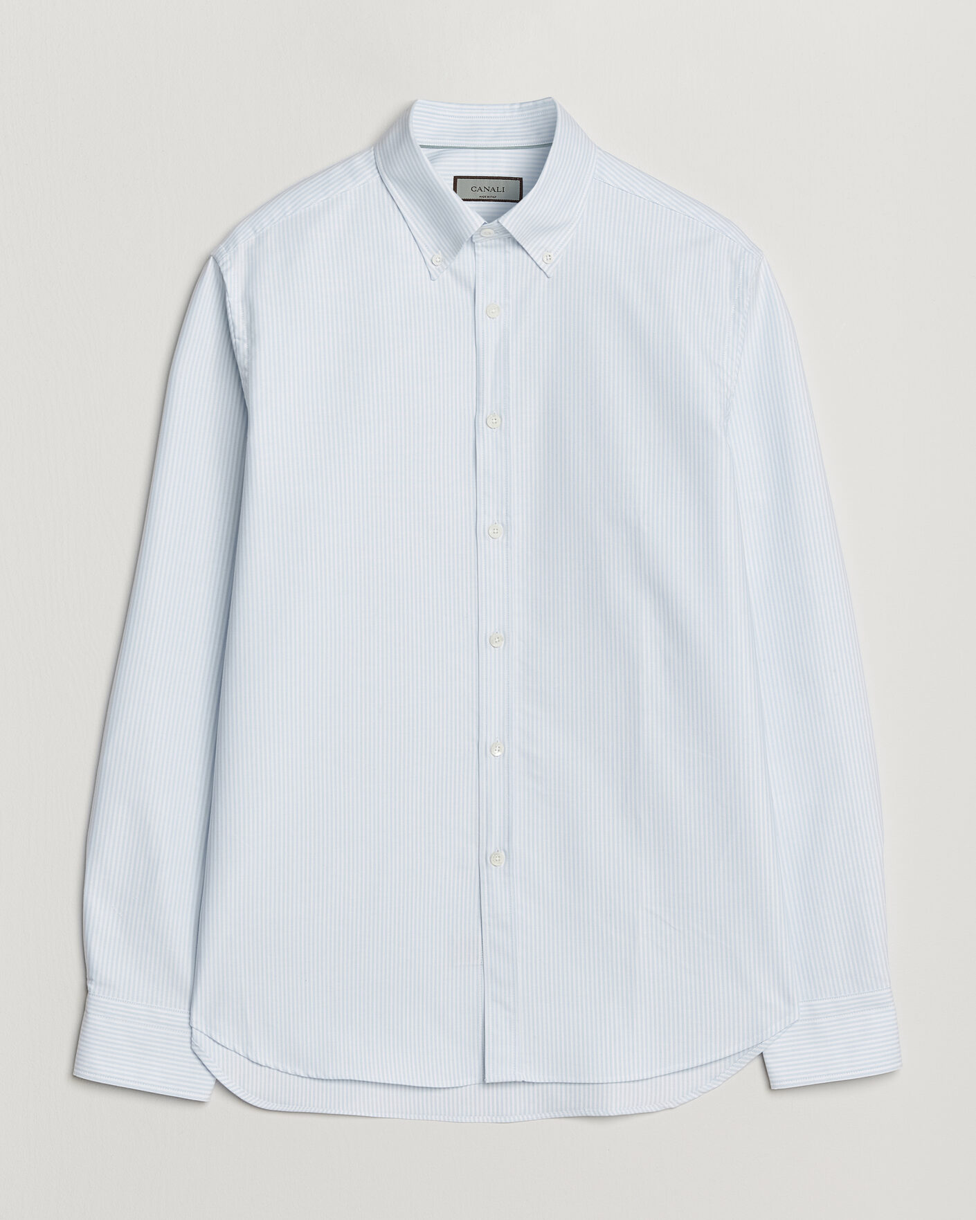 Hombres | Camisas | Canali | Oxford Button Down Shirt Light Blue Stripe